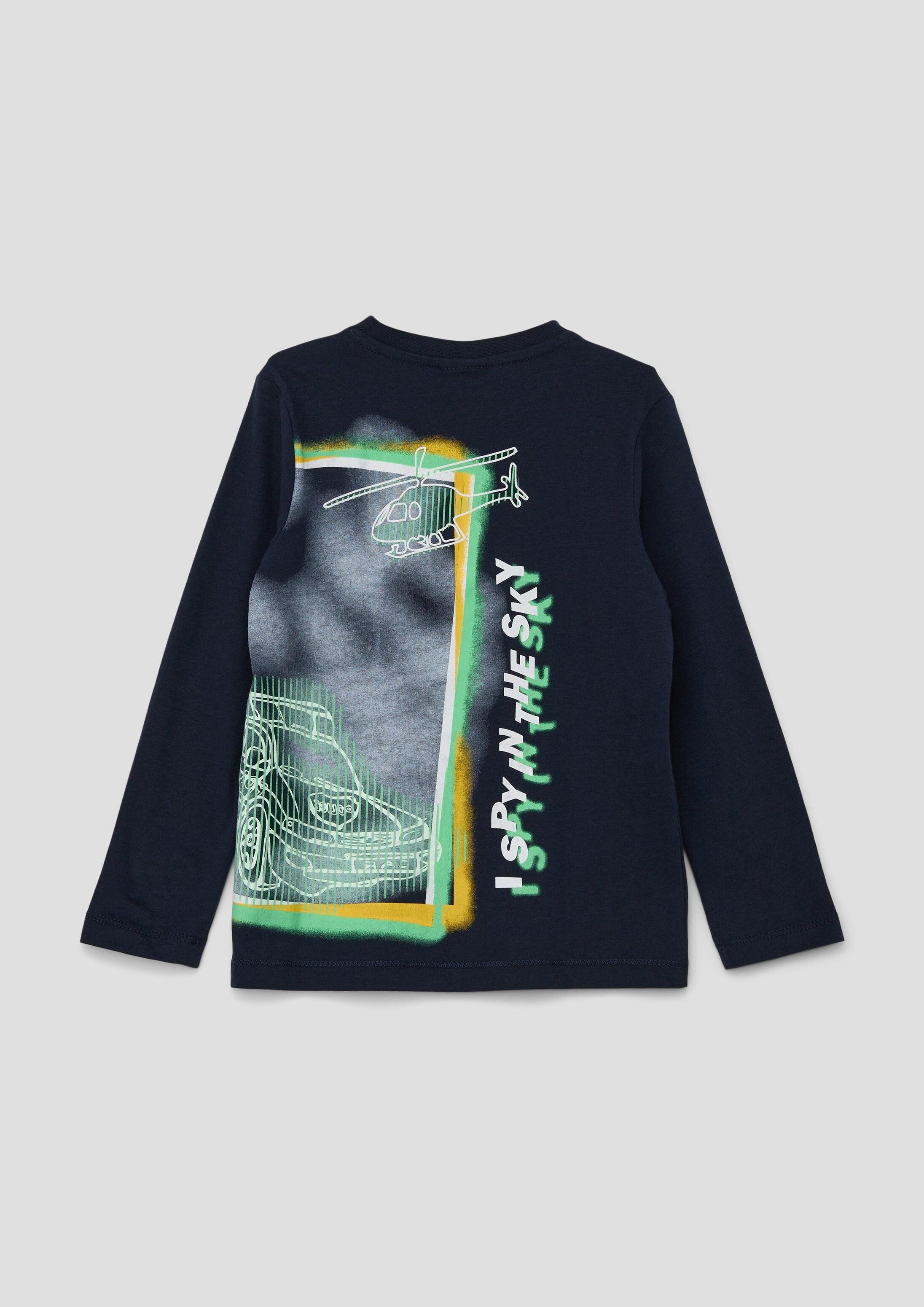 s.Oliver Langarmshirt T-Shirt Longsleeve mit umlaufendem Print – Bild 2 von 2
