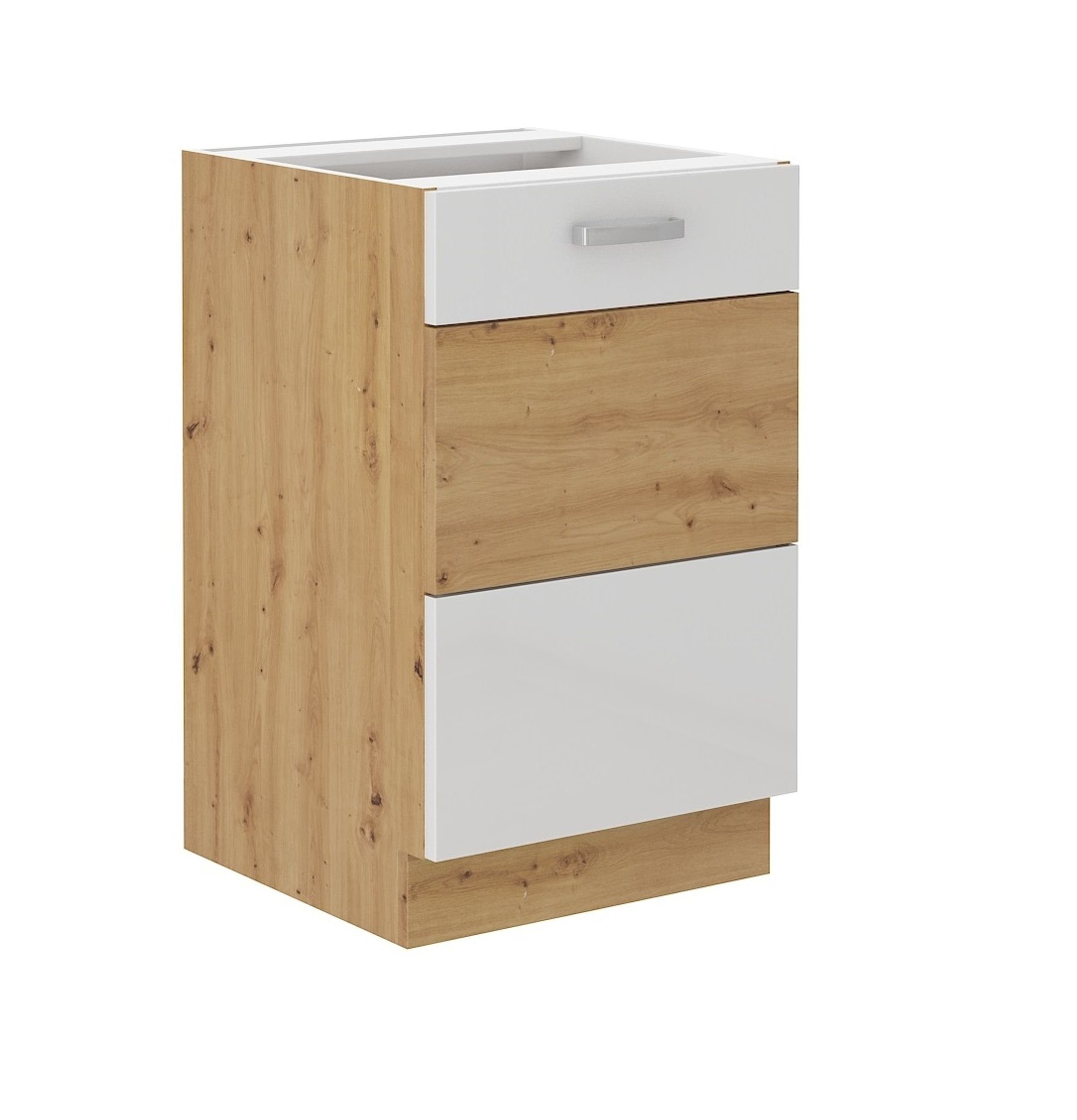 Küchen-Preisbombe Spülenschrank 50 cm Eiche Artisan + Weiß Hochglanz Küchenzeile Küchenblock Küche