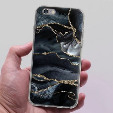 DeinDesign Handyhülle Glitzer Look Marmor Trends Dark marble gold Glitter look, Apple iPhone 6 Silikon Hülle Bumper Case Handy Schutzhülle