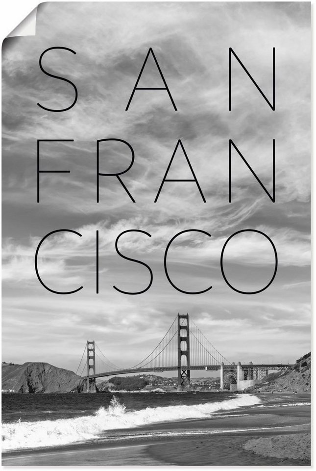 Artland Wandbild Golden Gate Bridge & Baker Beach, San Francisco (1 St),  als Alubild, Leinwandbild, Wandaufkleber oder Poster in versch. Größen
