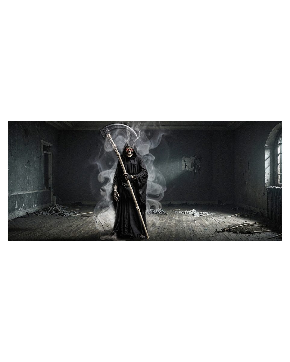 Horror-Shop Hängedekoration Sensenmann XXL Garagentor Deko 490x215 cm – Grim R
