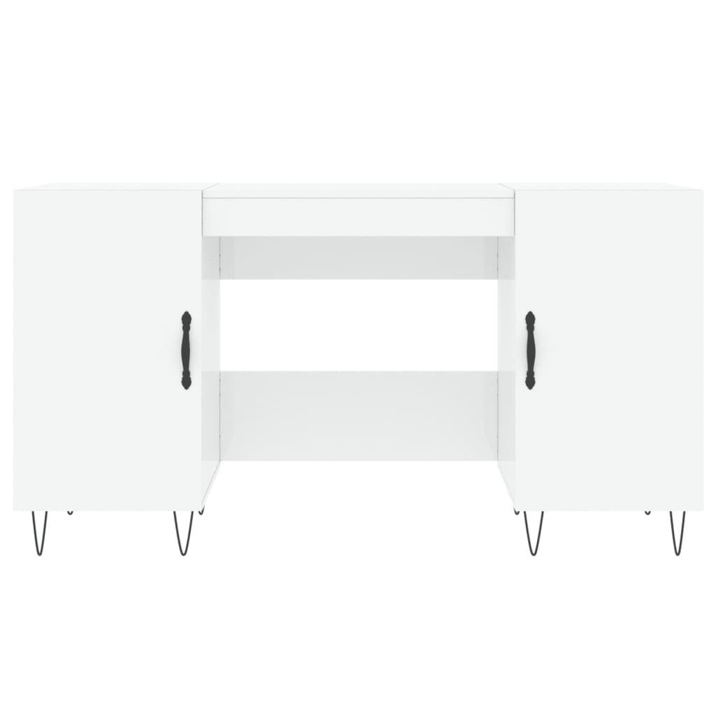 Schreibtisch vidaXL Schreibtisch Hochglanz-Weiß Hochglanz-Weiß Hochglanz-Weiß 140x50x75 cm | Holzwerkstoff