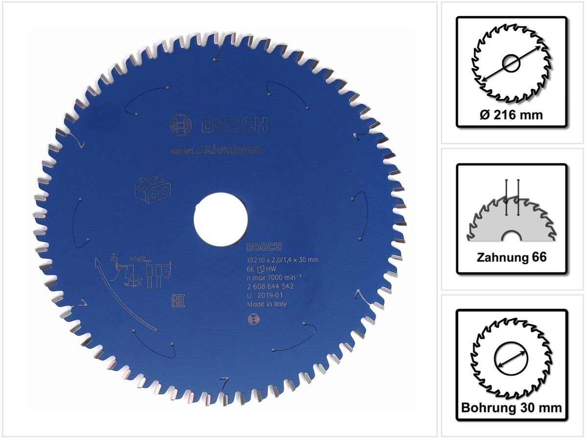 Bosch Professional Kreissägeblatt Kreissägeblatt Expert for Aluminium 210 x 1,4 x 30 mm 66 Zähne (2608