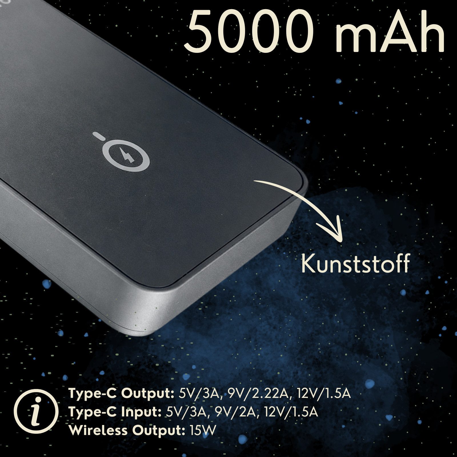 S&T Design Magnetisch Powerbank Magsafe kompatibel Kabellos Display Powerbank Magnetische Powerbank 20W 10000 mAh (5 V), PB Externer Akku Wireless LED Statusanz – Bild 4 von 5