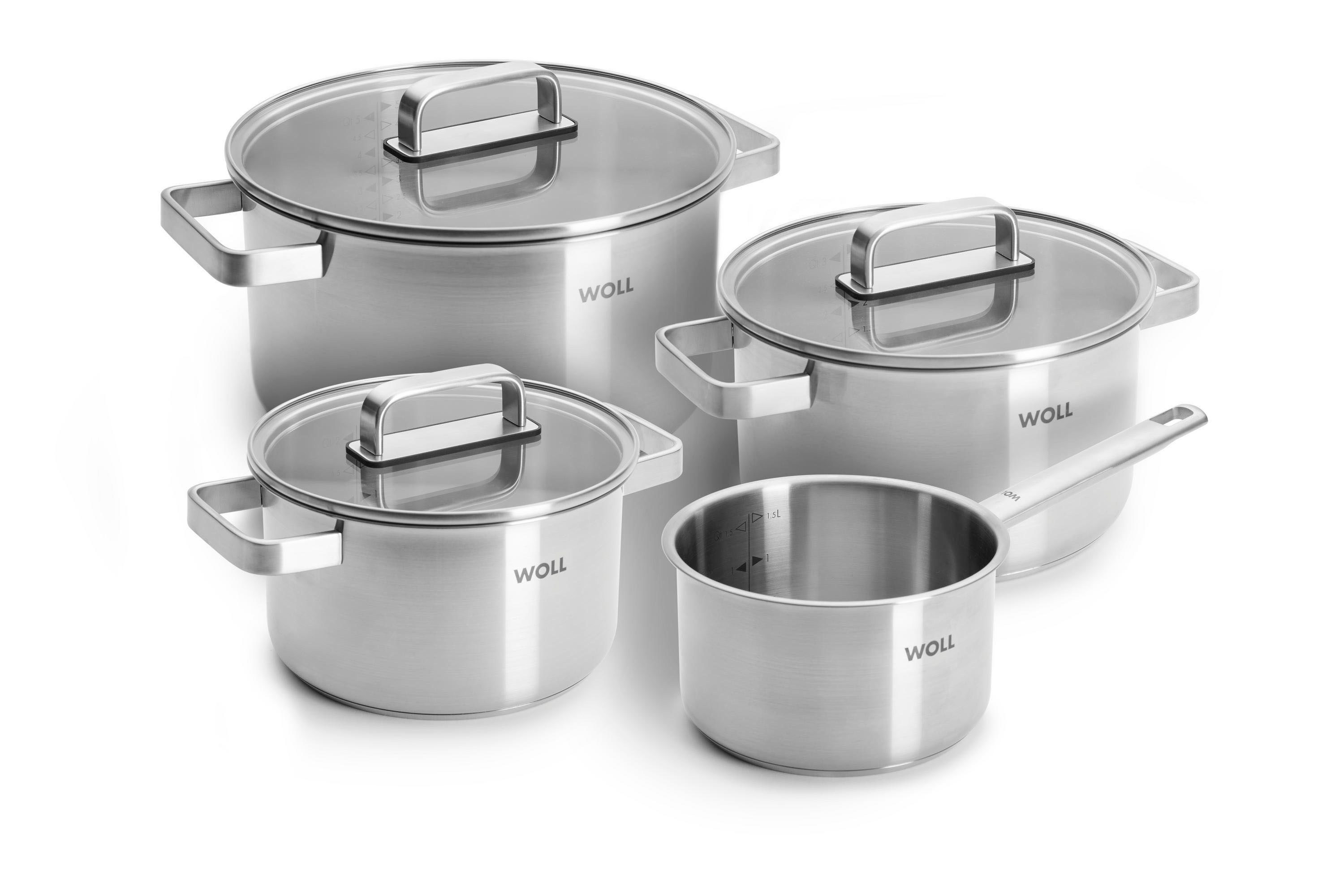WOLL Topf-Set Steel, Edelstahl (Set, 7-tlg), hochwertiger, korrosionsbeständiger Edelstahl