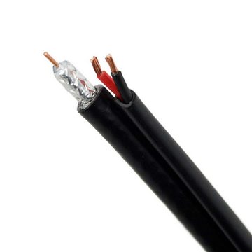 PremiumX 50m RG59 Koaxialkabel + 2 Netzkabel Eca Videobild und Stromversorgung Installationskabel