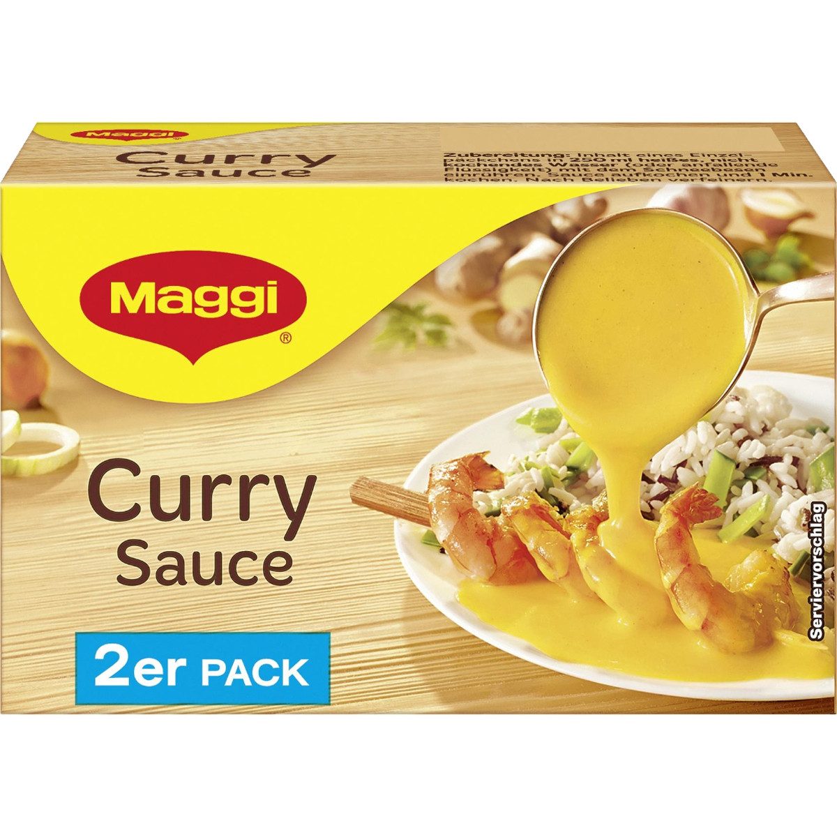 MAGGI Saucen, Maggi Curry Sauce für Currywurst und Wokgerichte 60g 2er für 2x 250ml