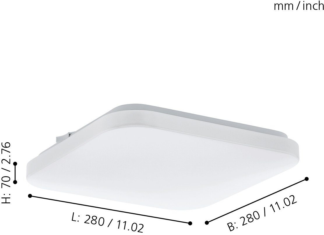 H7 B28 (je EGLO integriert, Warmweiß, x 1 LED Deckenleuchte x 10W) inkl. LED-Platine / / warmweiß weiß FRANIA, / fest x L28 cm
