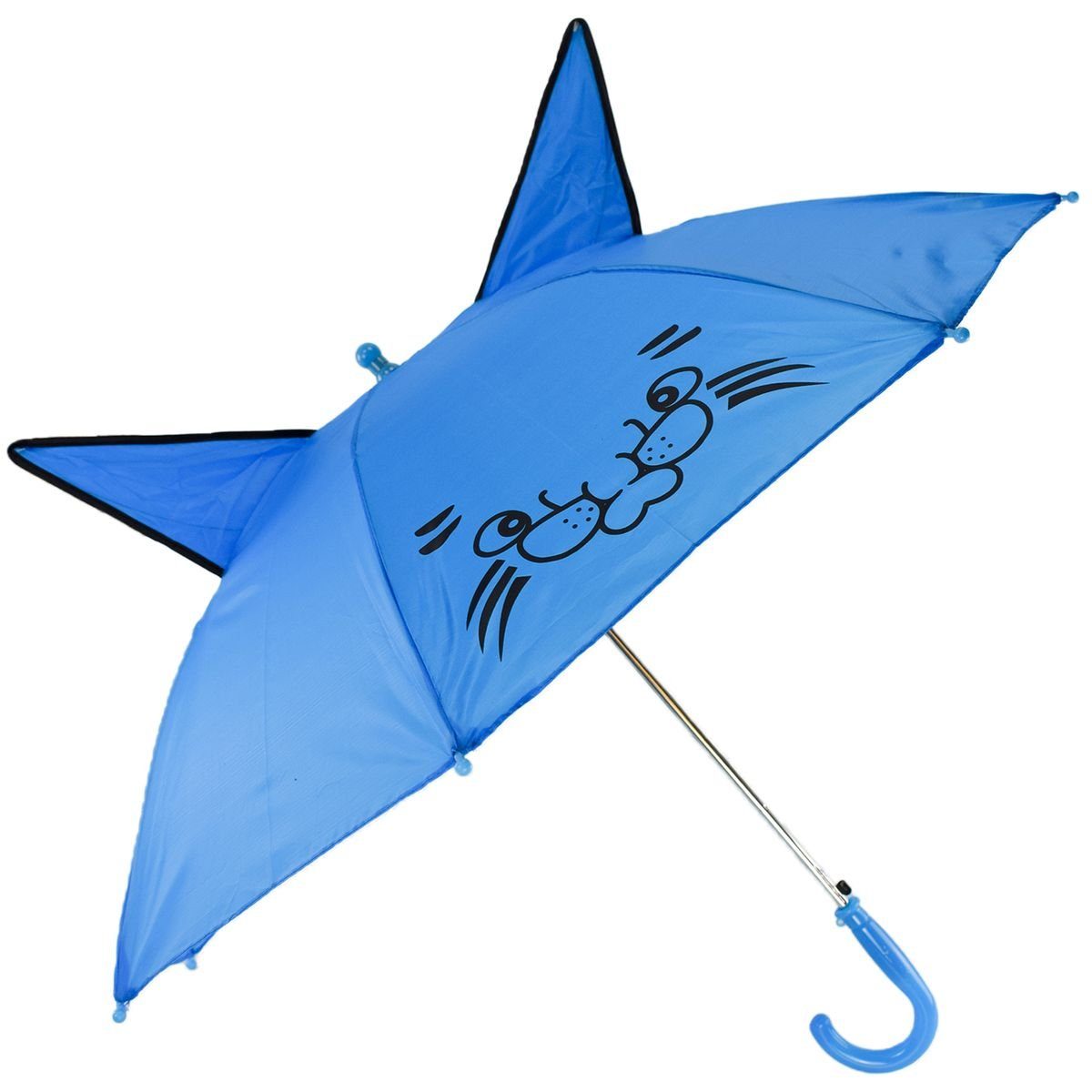 Marabellas Shop Stockregenschirm Regenschirm für Kinder Ø 90 cm mit Ohren und automatischer Öffnung, fröhliches Design Blau