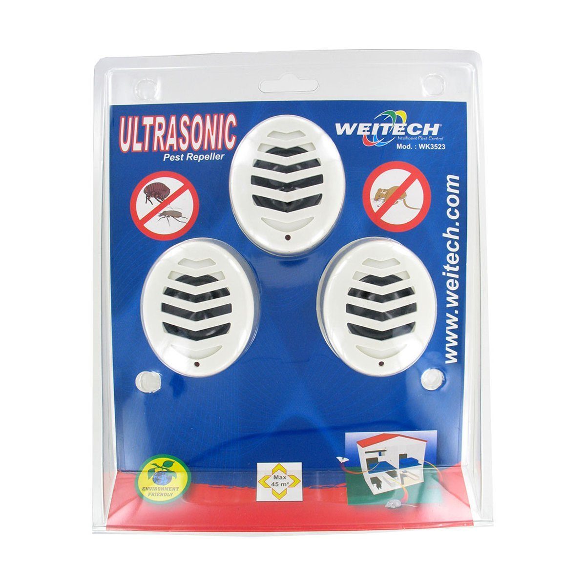 Ultraschall-Tierabwehr 3er Set Ultraschall Vertreiber gegen Mäuse, Spinnen, Flöhe, Zecken