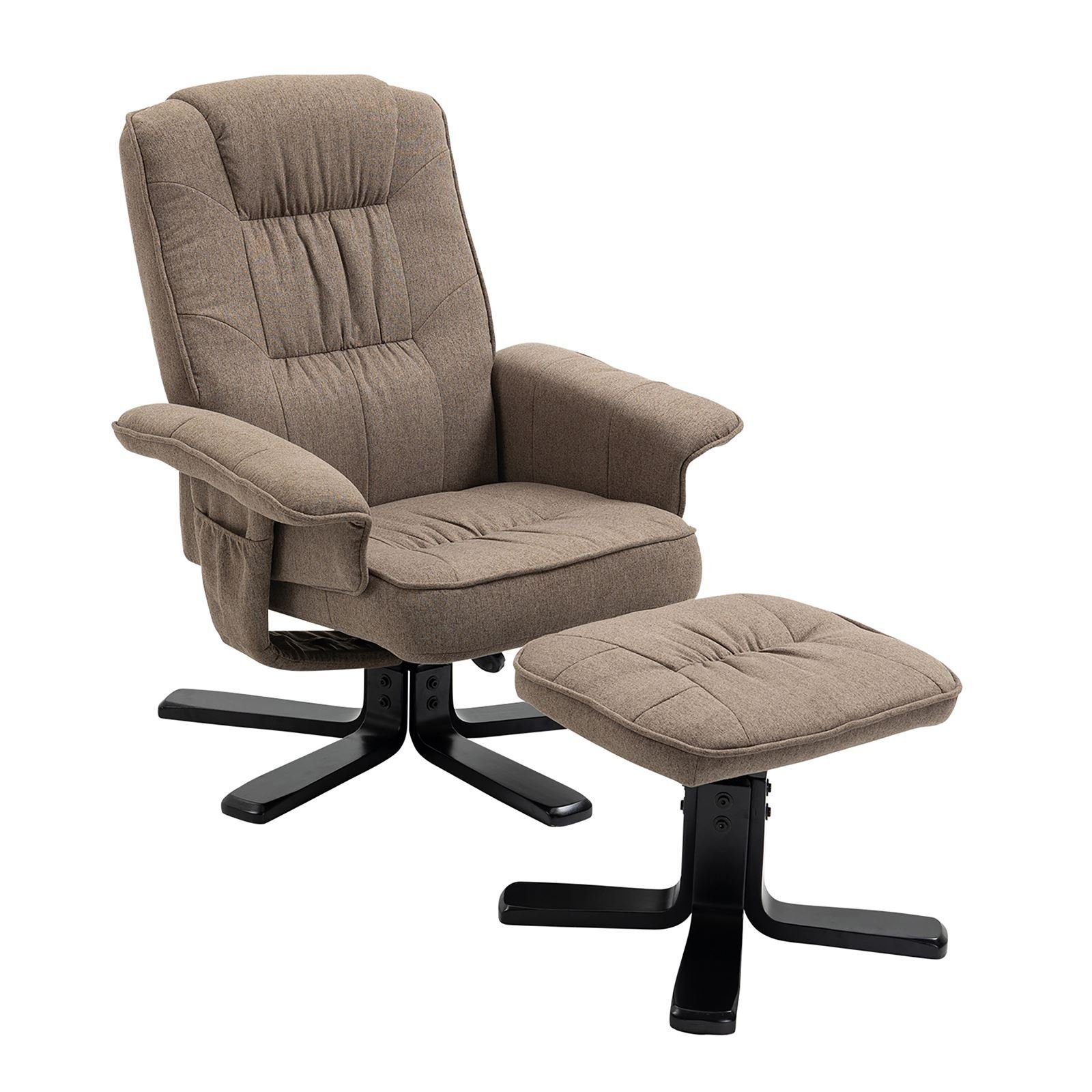 IDIMEX Relaxsessel CHARLY, Fernsehsessel mit Hocker, TV-Sessel neigungsverstellbar braun