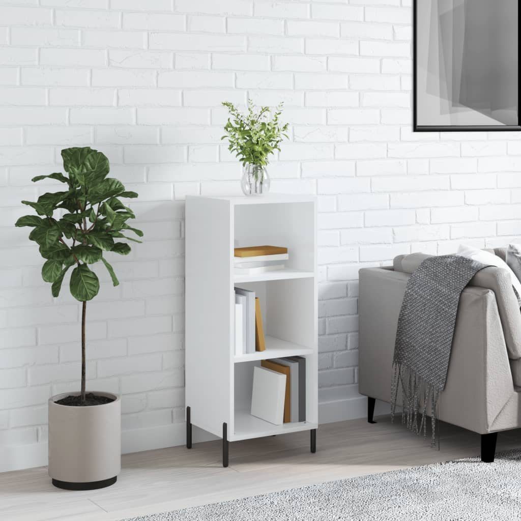 furnicato Sideboard Klassisches 34,5 x 32,5 x 90 cm Hochglanz-Weiß (1 St), Stabiler Highboard-Schrank mit viel Stauraum und Wandhalterung