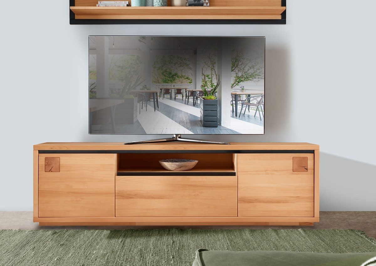Main Möbel TV-Schrank TV Board 215x56cm "Bergamo" Kernbuche geölt WZ-0159 Front mit Hirnholzelementen
