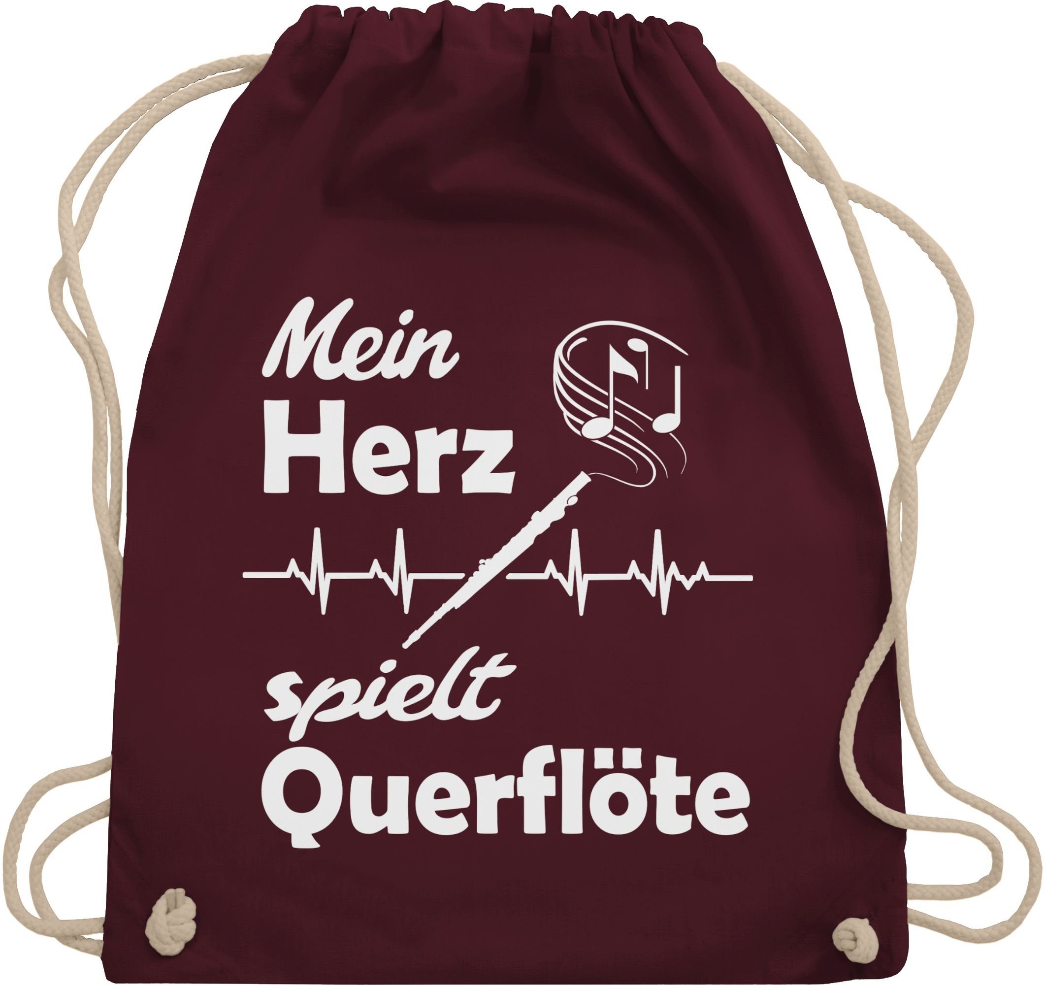 Turnbeutel Mein Herz spielt Querflöte Herzschlag