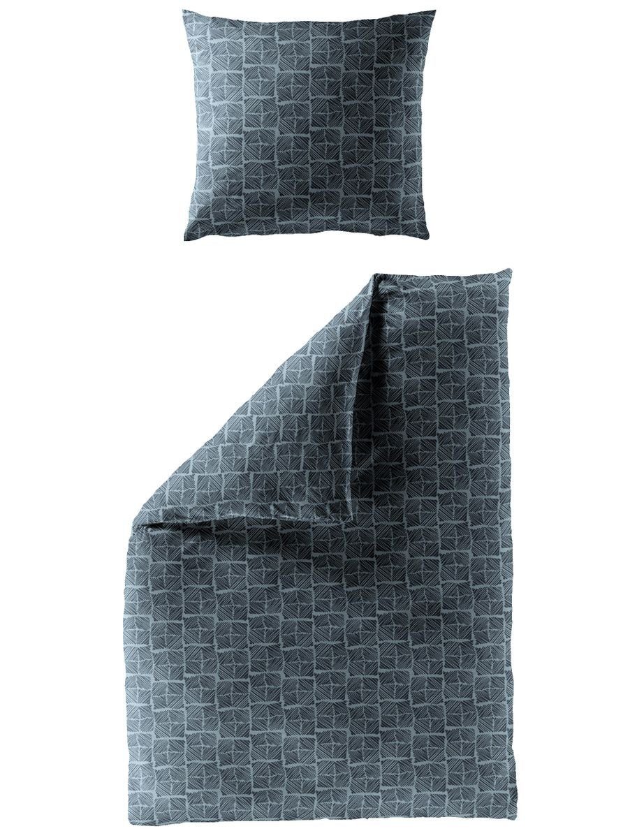BIERBAUM Bettwäsche Bierbaum Mako Satin Bettwäsche 135x200cm 2 tlg. Karos Anthrazit Grau, Mako-Satin, 2 teilig, Feiner und weicher Griff, besonders atmungsaktiv, Made in Germany