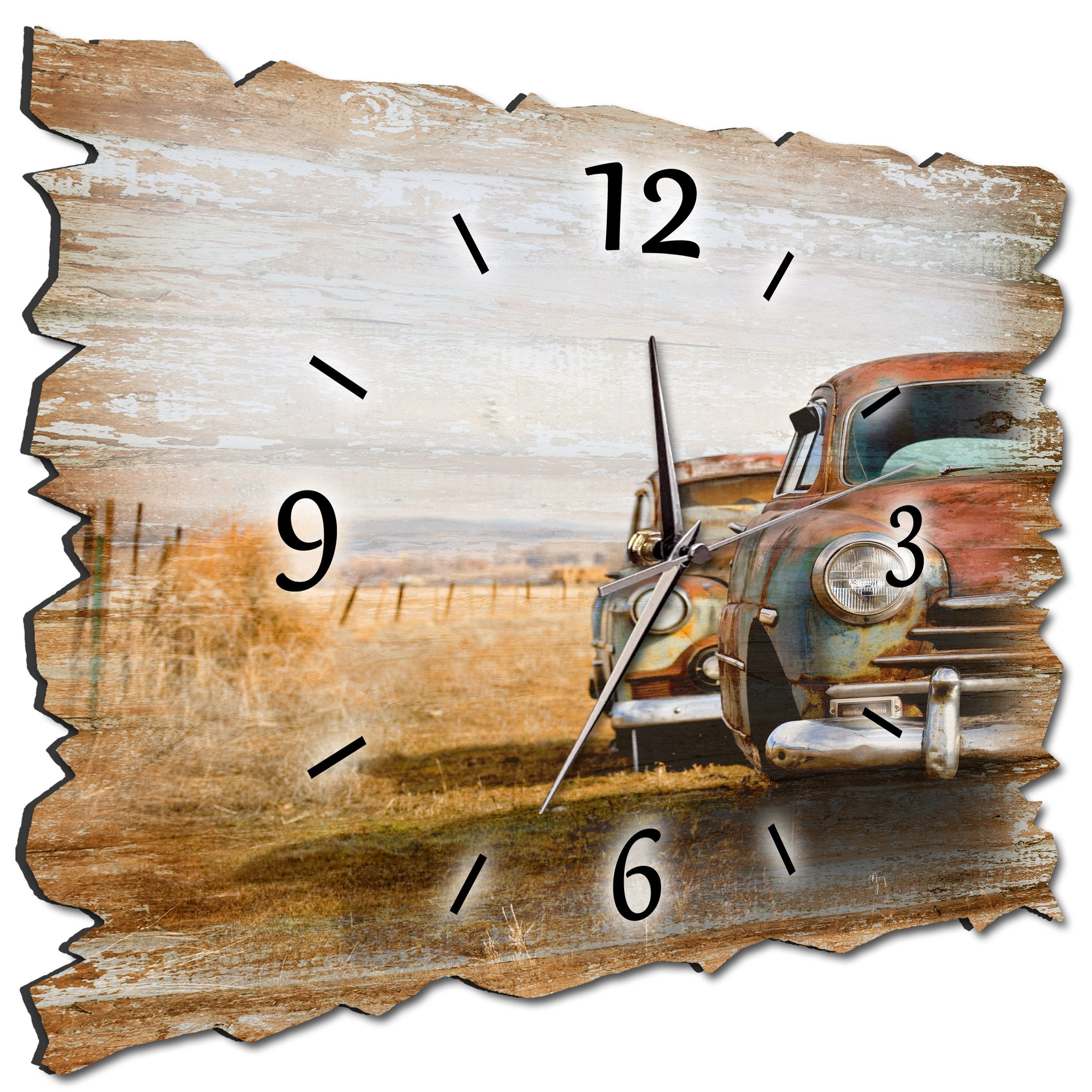 Bilder-Manufaktur Wanduhr MF3-H3 BM Wanduhr Holz Funk Funkuhr oder Quarzuhr lautlos geräuschlos (BM, Funkuhr oder Quarzuhr, kein Ticken, lautlos, geräuschlos, gross)