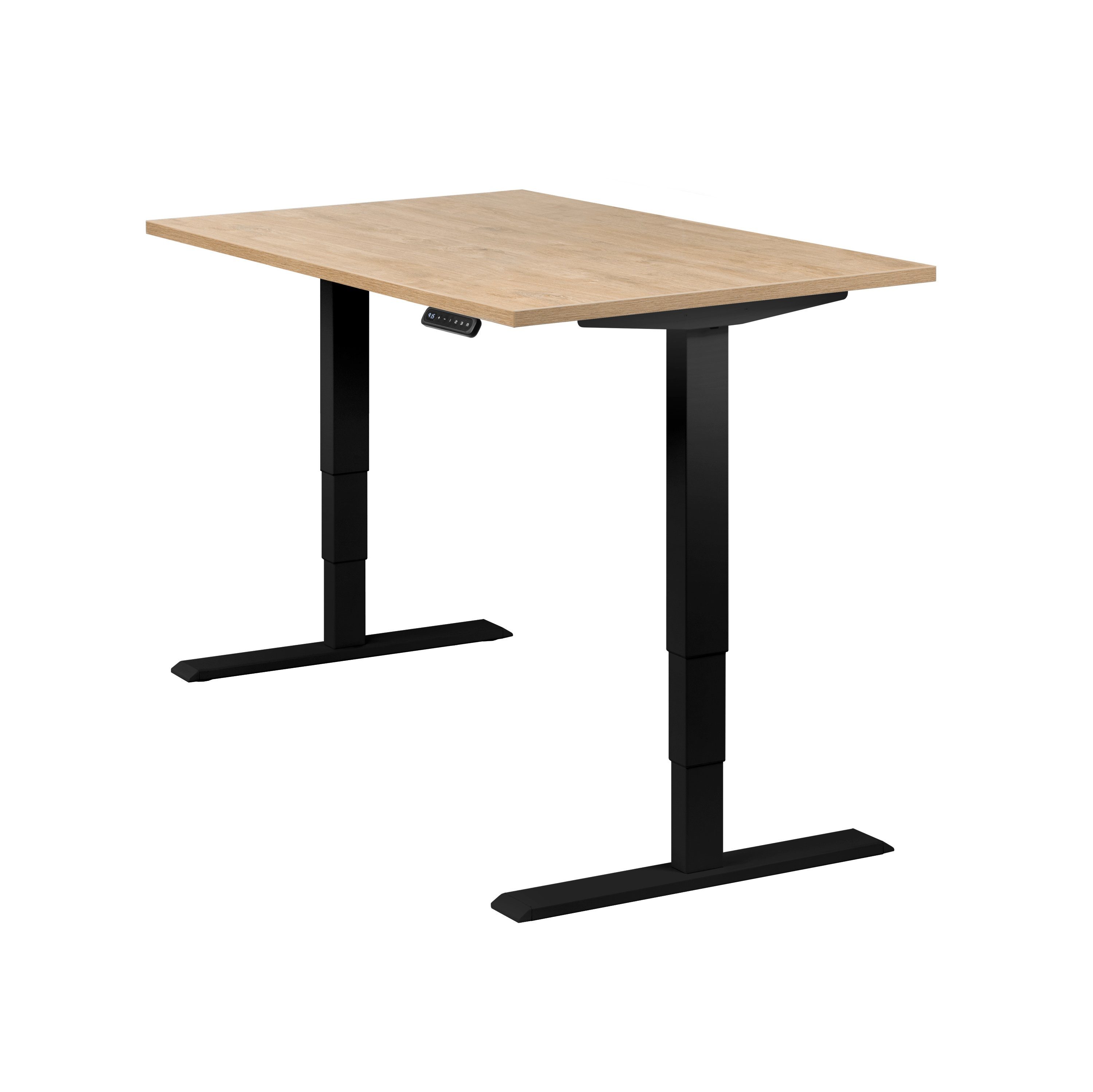 Wildeiche Schwarz (Melamin) Schwarz höhenverstellbar, boho Wildeiche 80 x office® | cm Schreibtisch Tischplatte 120 (RAL9005) Homedesk, elektrisch