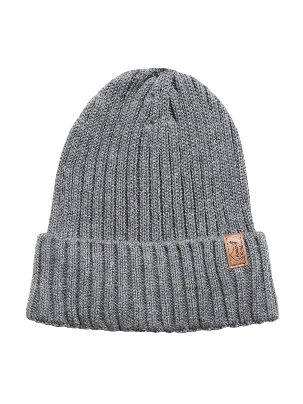 HomeOfSocks Strickmütze Baumwollmütze Herren & Damen Wintermütze Baumwolle Garnfärbung in DE mit Umschlag, Innen Fütterung nur Stirn