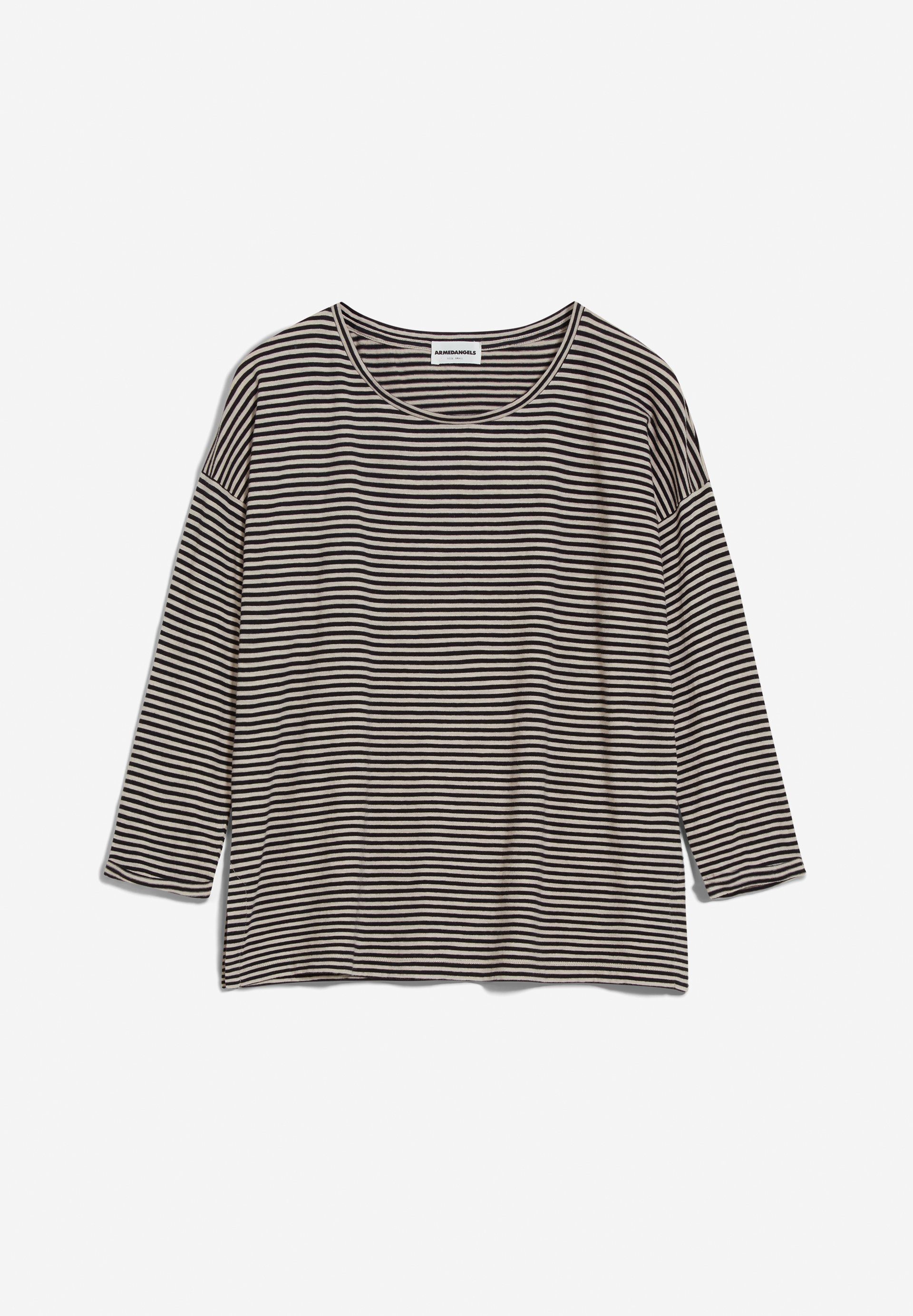 Armedangels Longsleeve SIANAA LOVELY STRIPES black-light Details Damen Keine (1-tlg) desert