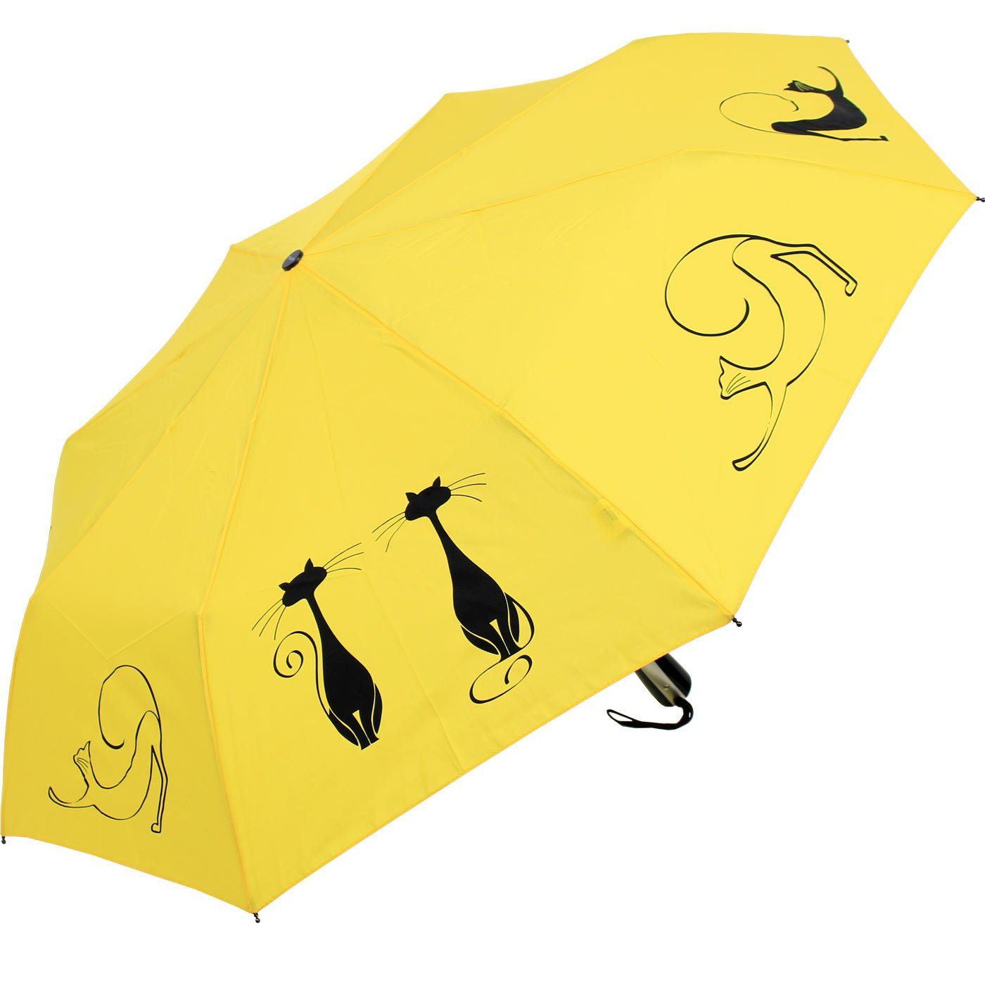 doppler® Taschenregenschirm Damen Auf-Zu Magic Fiber - Cats Best Friends, für Katzen-Liebhaber - elegant, stabil und praktisch