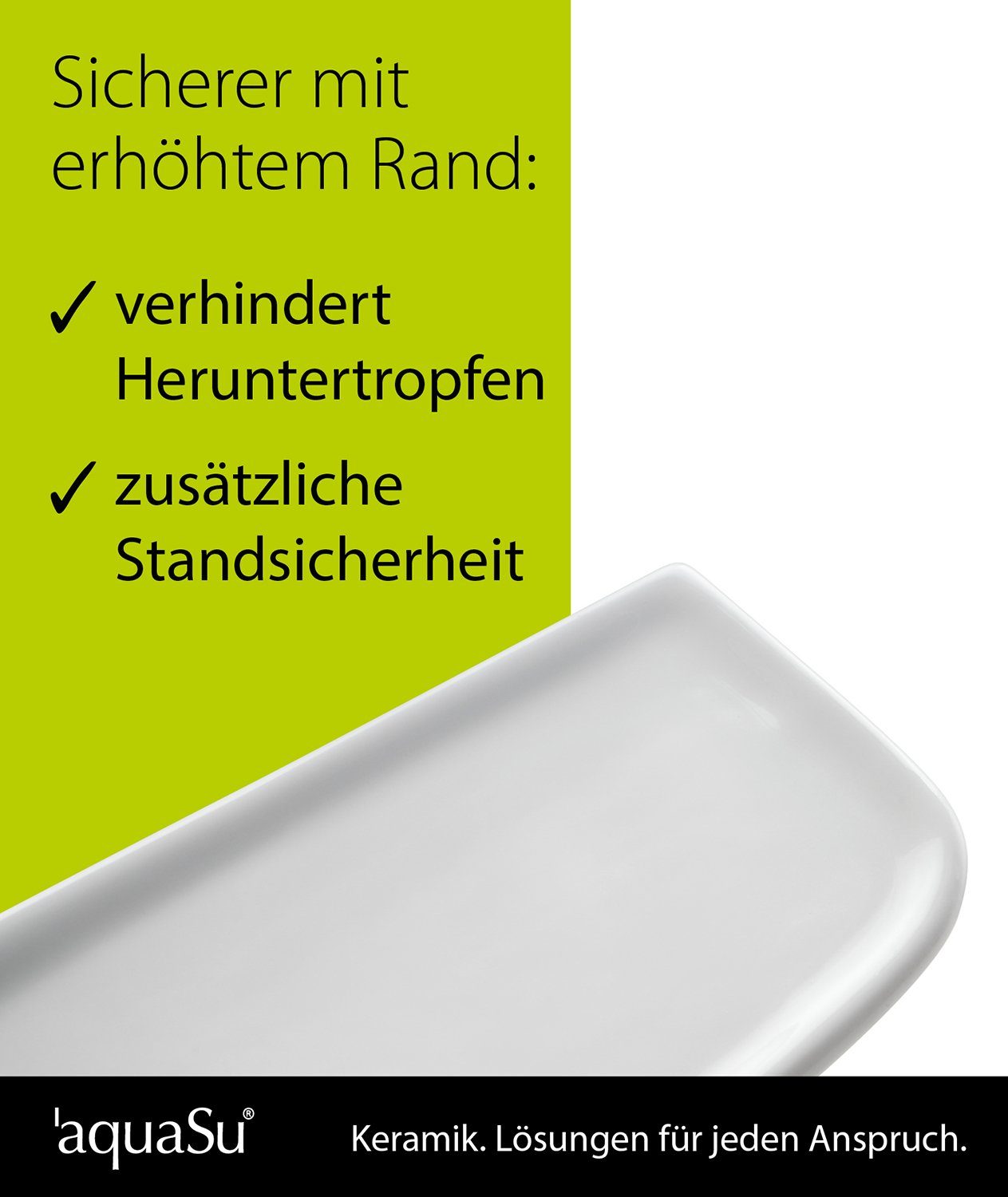 Spiegelablage Überlaufschutz, 021401 Bohrmontage, Weiß, Badregal, 60 Sanitär-Keramik, cm, 1-tlg., aquaSu