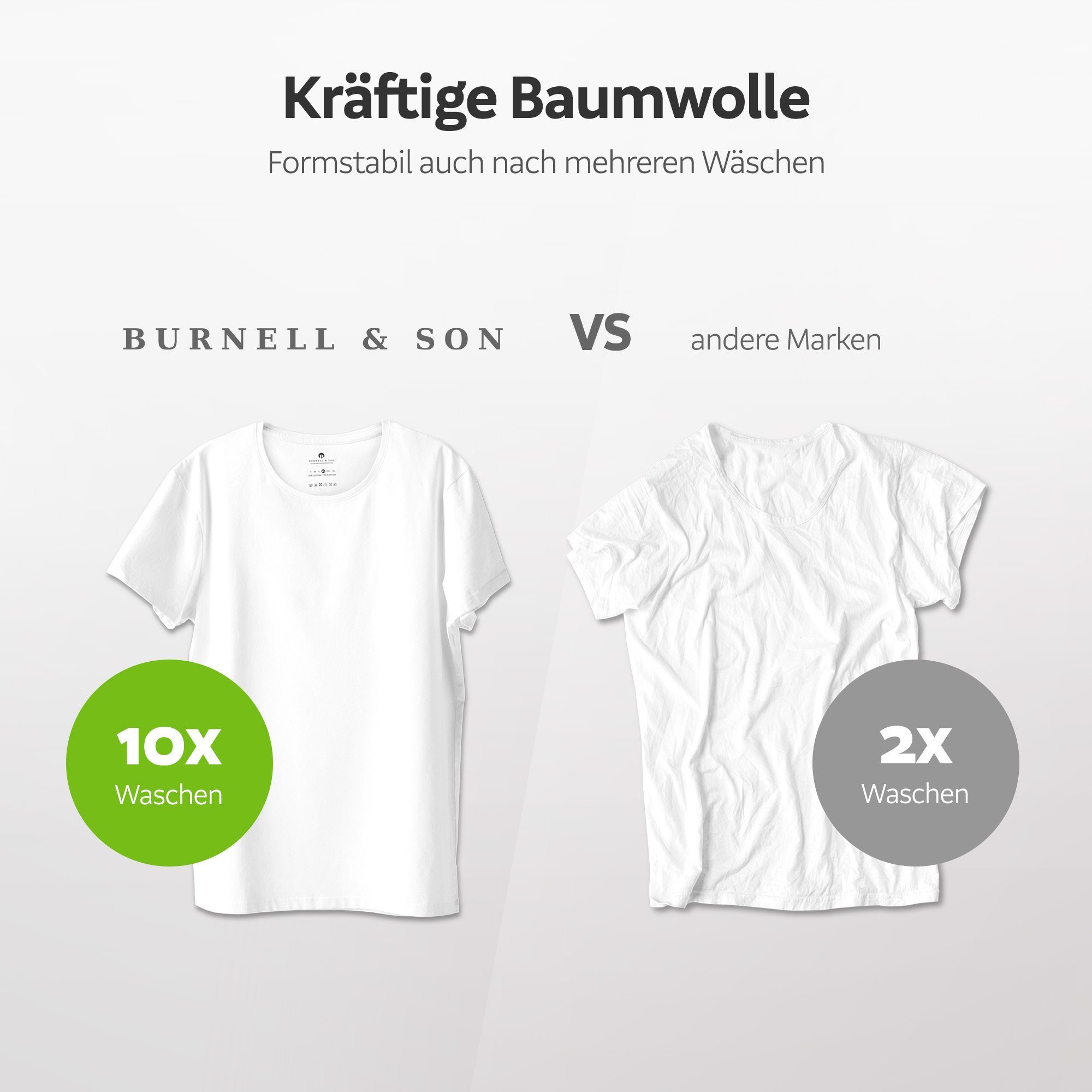 Set aus & (Packung, Tshirt Unifarbe Fit Son 3er-Pack) Männer Burnell 3x Baumwolle Weiss Basic (S-5XL) Herren in 100% T-Shirt 3-tlg., Regular