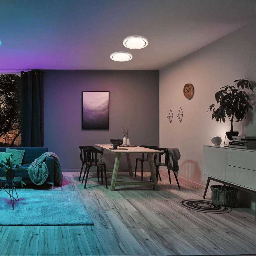 Paulmann LED Deckenleuchte LED Deckenleuchte Rainbow RGBW in Chrom und Weiß 38,5W 2800lm, keine Angabe, Leuchtmittel enthalten: Ja, fest verbaut, LED, warmweiss, Deckenlampe, Deckenbeleuchtung, Deckenlicht
