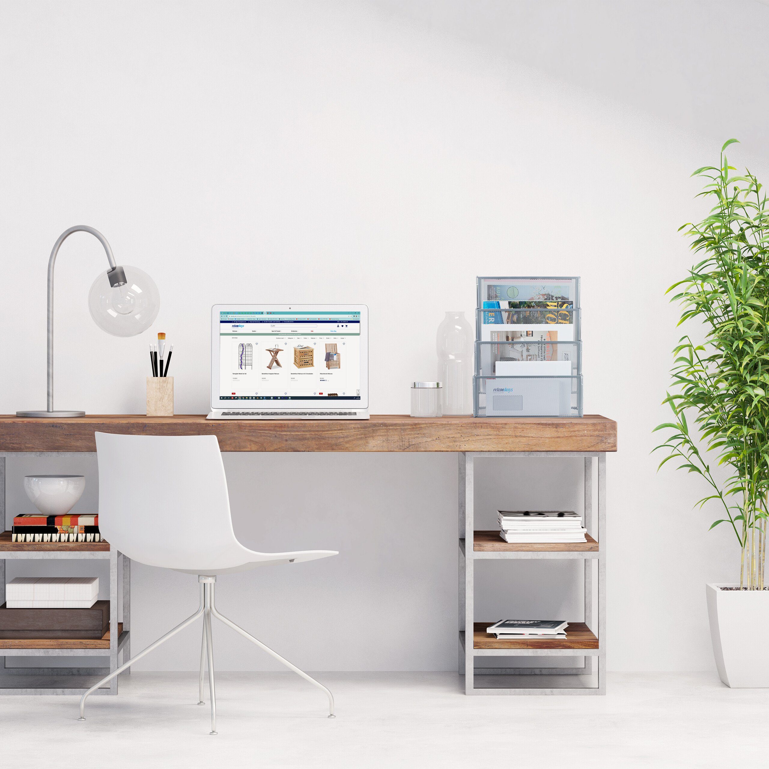 relaxdays Zeitungsständer Zeitschriftenhalter Metall 4 Fächer, günstig online kaufen