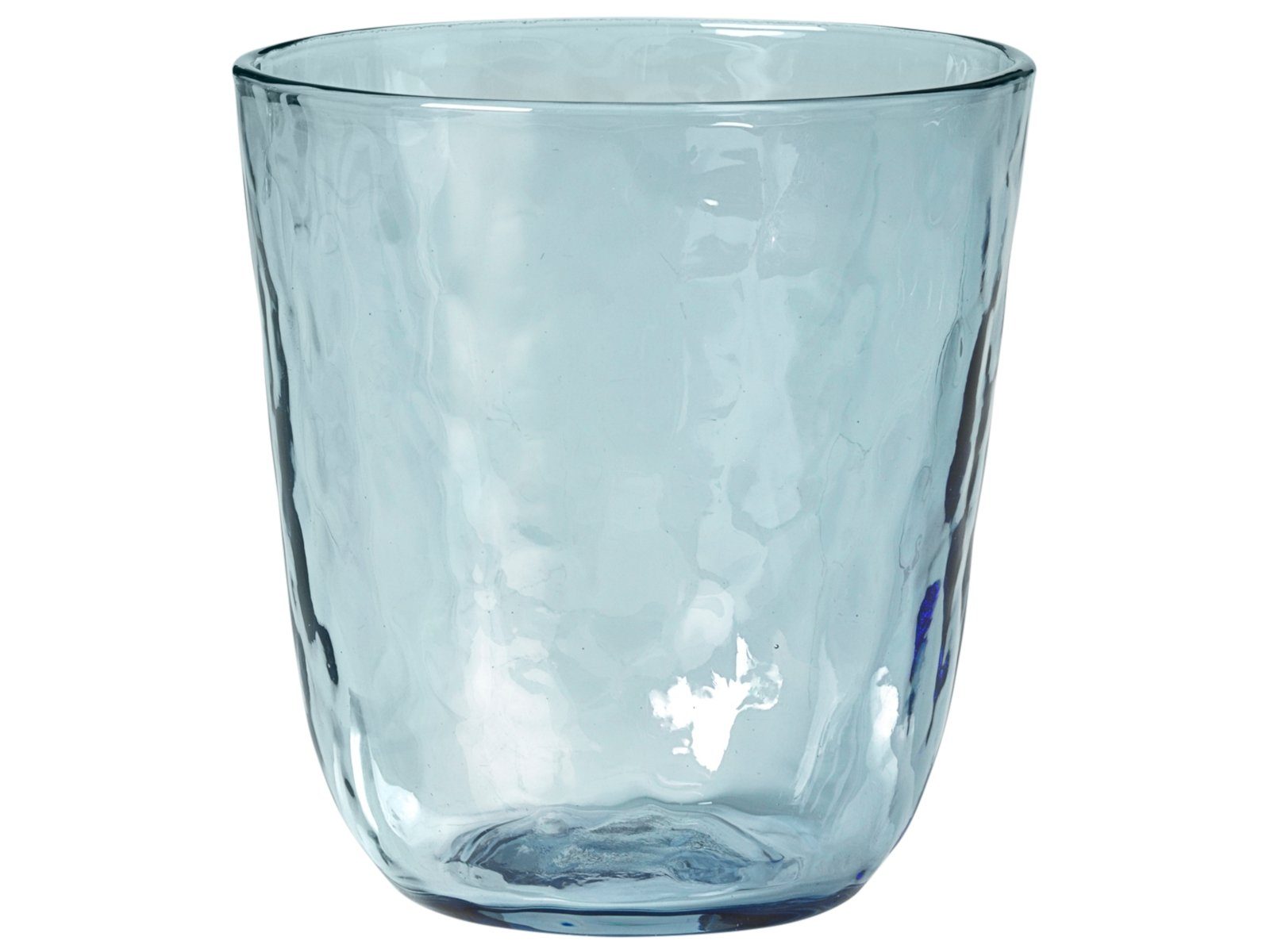 Broste Copenhagen Gläser-Set HAMMERED Trinkglas 4tlg. blau 0,335 l, Mundgeblasenes Glas, Hammered Glas