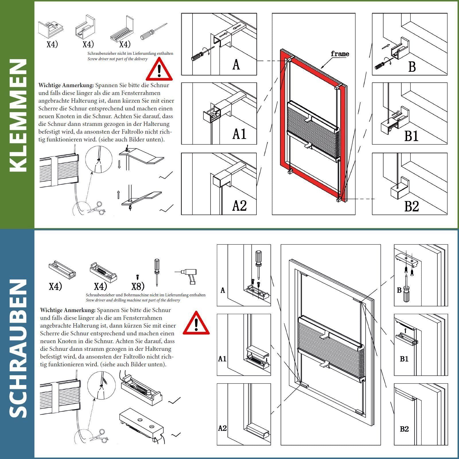 casa pura Plissee Magic, Erhältlich in verschiedenen Farben & Größen, Verschrauben oder mit Klemmhalterung, Verschrauben oder mit Klemmhalterung