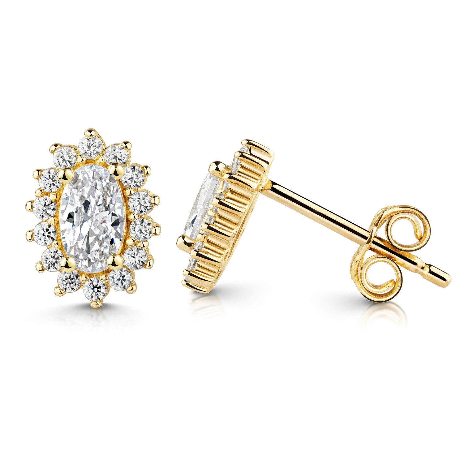 HOPLO Paar Ohrstecker Ohrstecker Ohrschmuck mit Zirkonia echt 333 - 8 Karat Gelbgold
