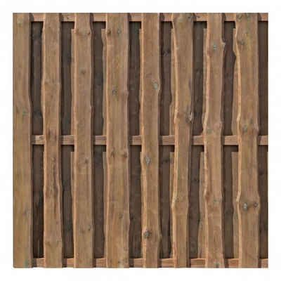 Mega-Holz Sichtschutzelement »Bohlenzaun Set NATURA Braun«, (Sparset, 7-St., Set bestehend aus Sichtschutz, Pfosten & Flechtzaunhalter)