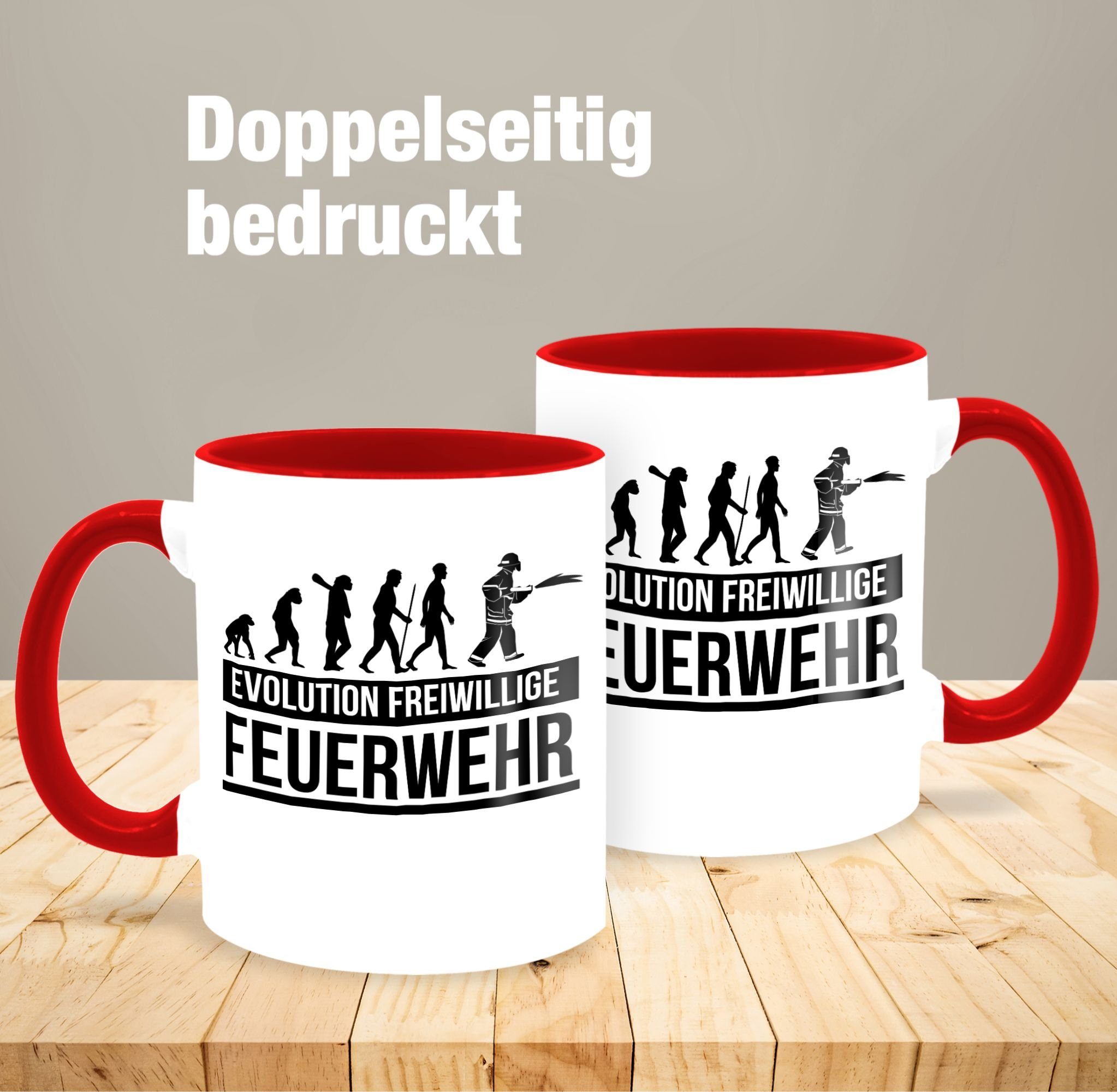 freiwillige Rot Evolution Shirtracer Feuerwehr Tasse 1 Keramik, Feuerwehr,