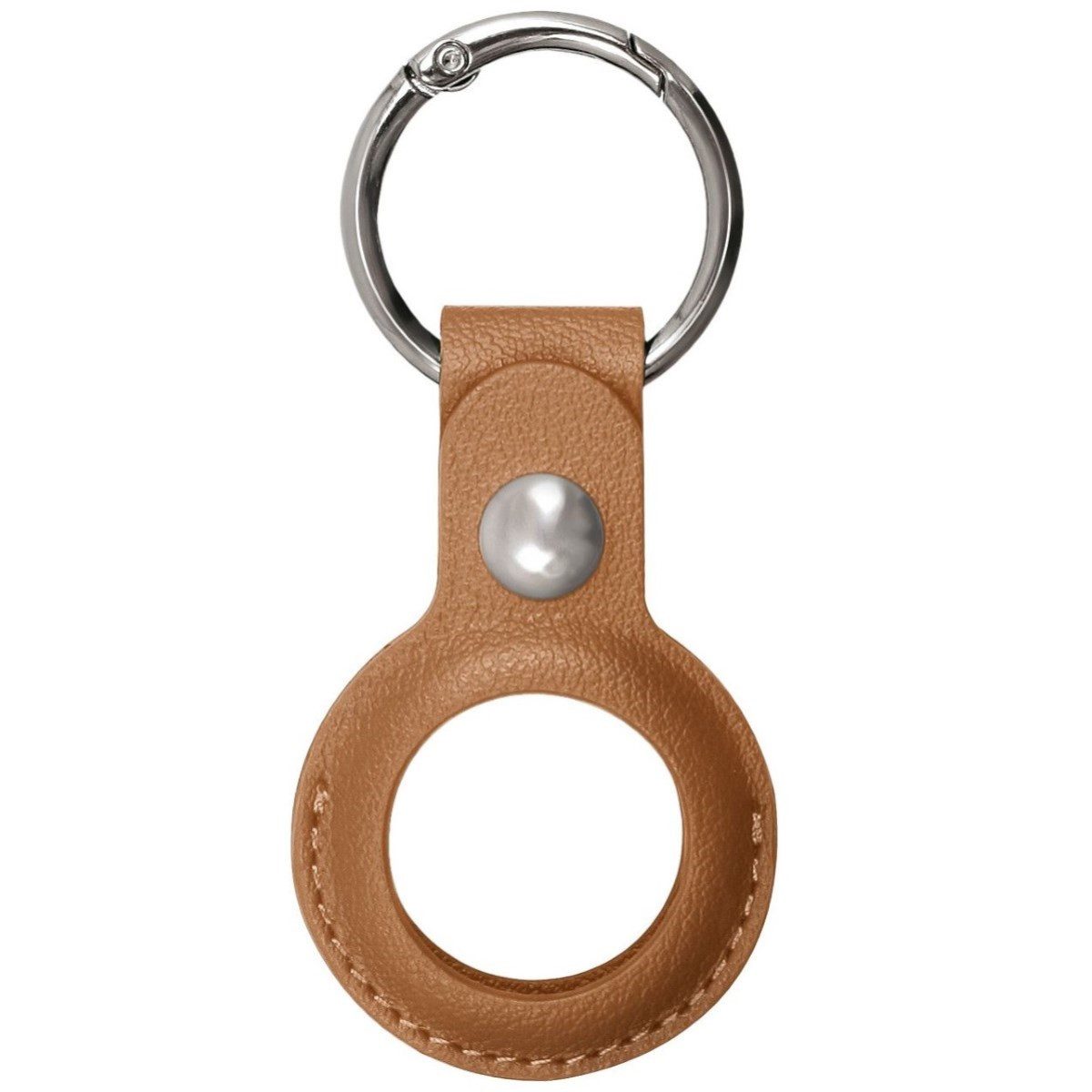 XQISIT Handyhülle Anhänger Case Kunstleder Schlüsselanhänger Braun, Keyring Schutz-Hülle Case für Apple Airtag