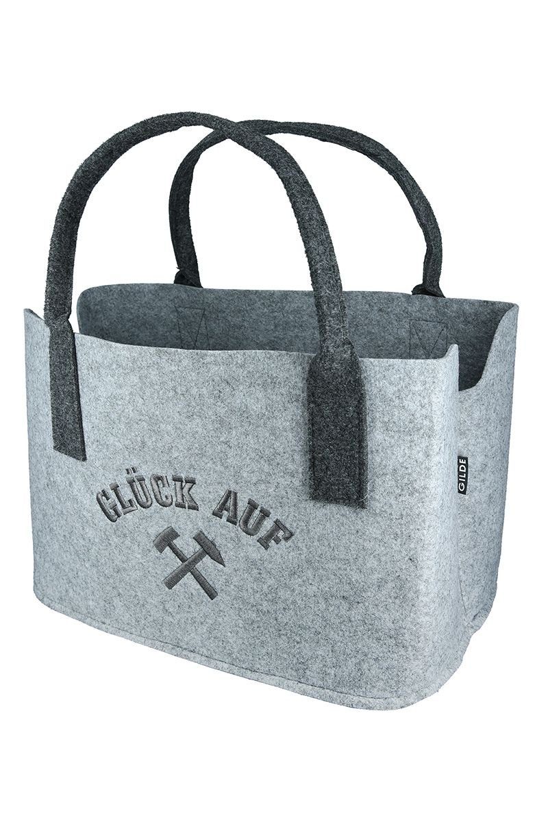 GILDE Shopper Filztasche Glueck Auf 2er Set grau 40 cm Ruhrpott Design