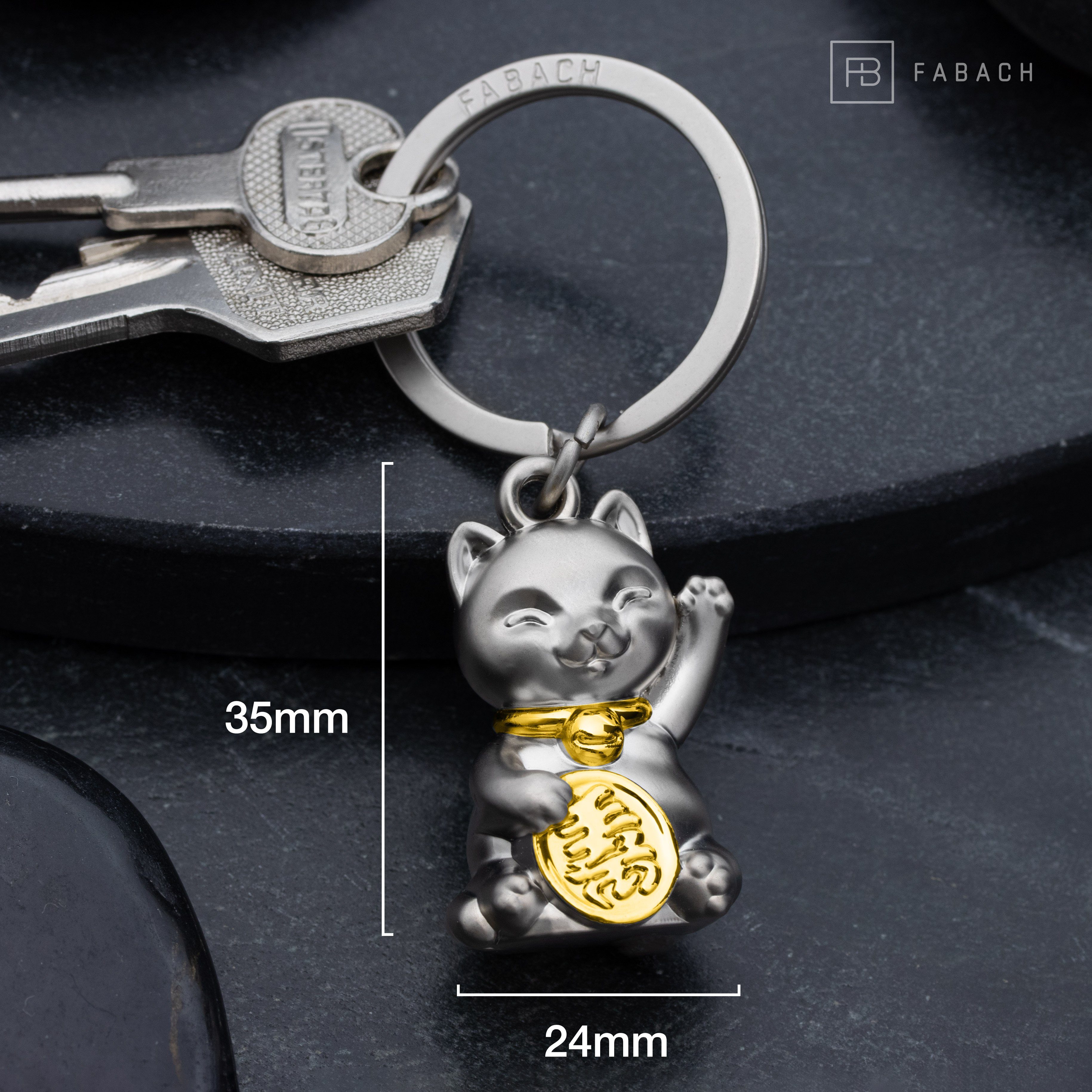 FABACH Schlüsselanhänger Glückskatze Maneki Neko - Winkekatze Glücksbringer Geschenk – Bild 4 von 5