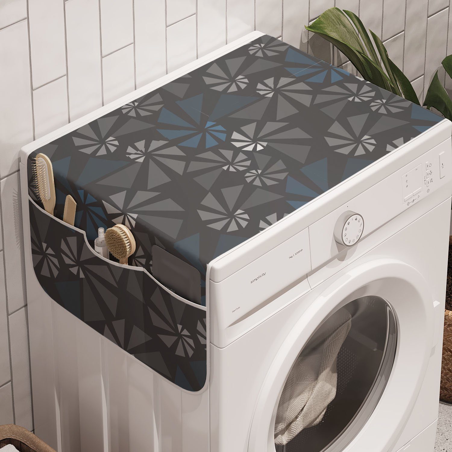 und Abakuhaus Waschmaschine Badorganizer Trockner, Geometrische für Kunst Form Anti-Rutsch-Stoffabdeckung Abstrakte Forms