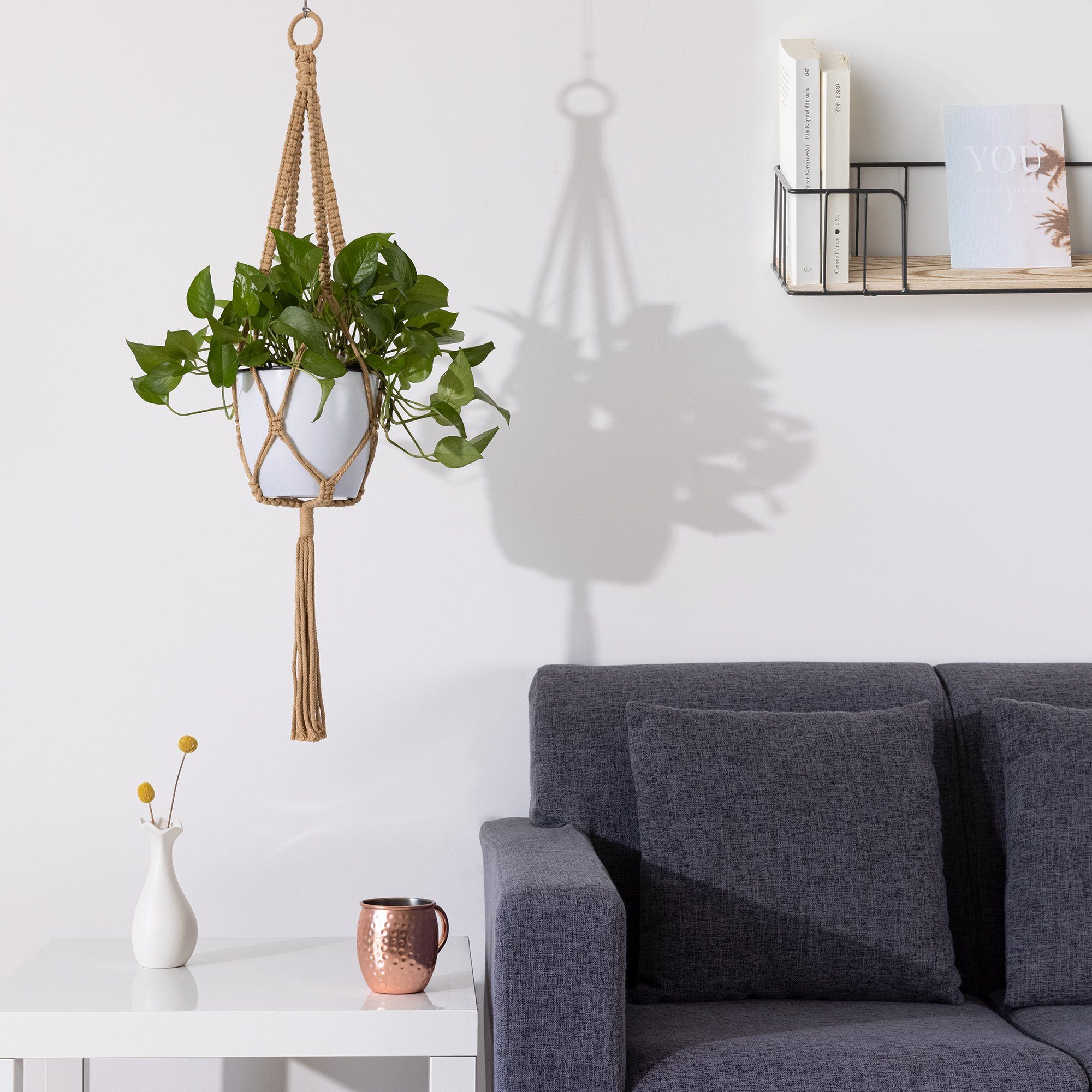 Navaris Dekohänger 5x Makramee Pflanzenaufhänger - ca. 100cm - Blumentopf H günstig online kaufen