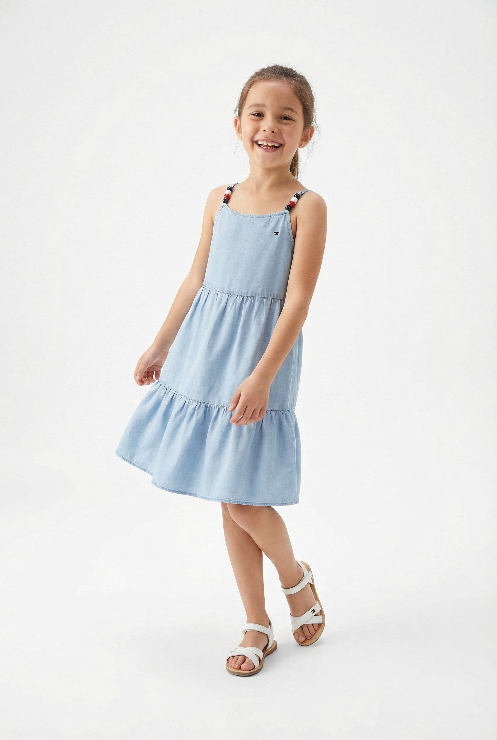 Tommy Hilfiger Spaghettikleid TENCEL STRAP DRESS Kinder bis 16 Jahre, mit dekorativen Trägerdetails