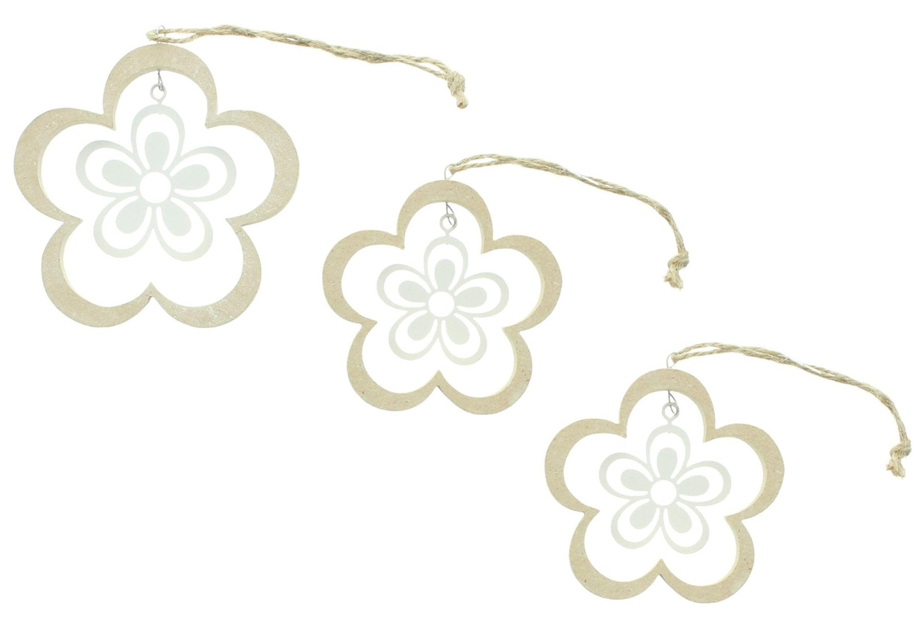 Dekohänger "Blume" aus MDF & Metall, 8 + 10 cm, Frühlingsdeko zum Aufhängen