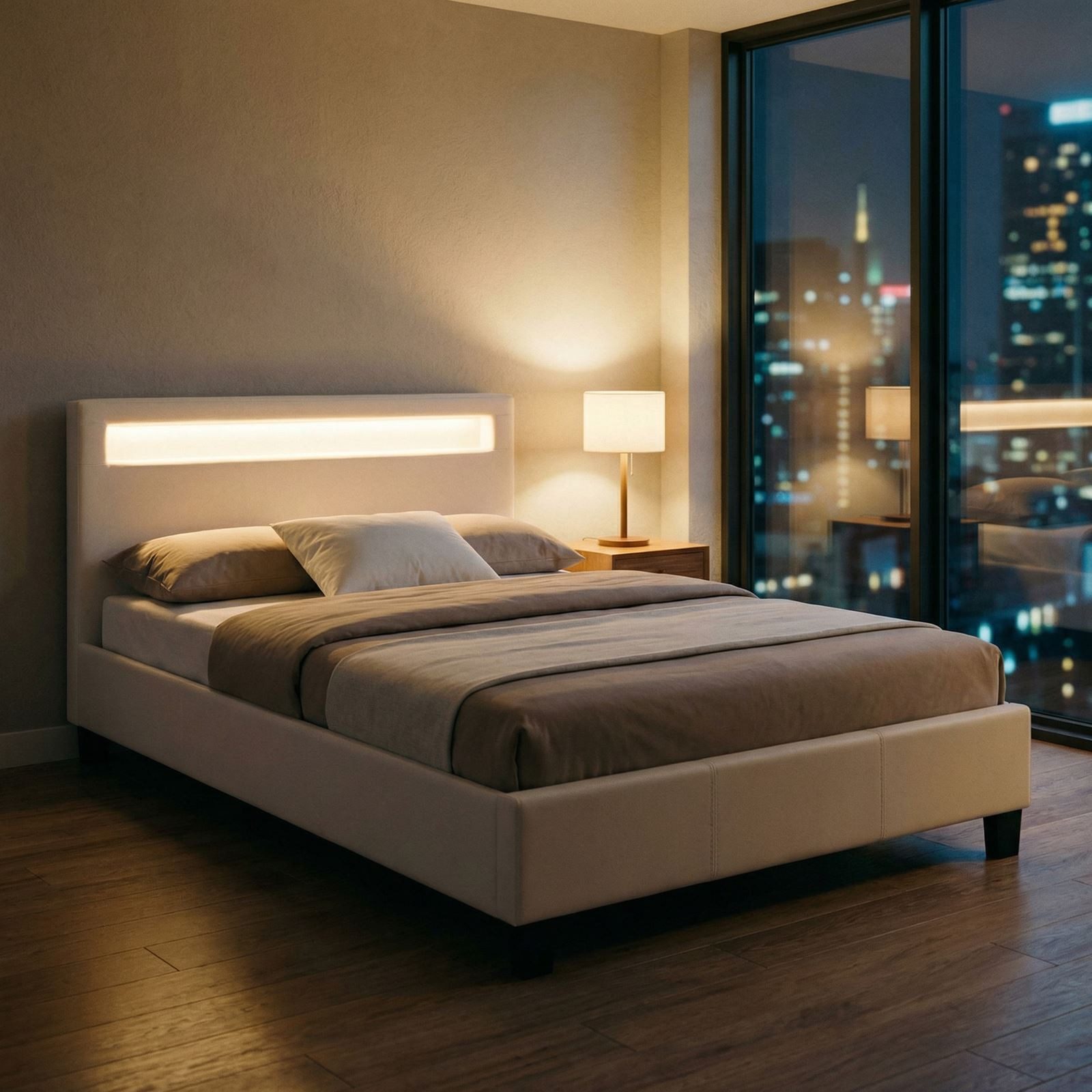 CARO-Möbel Polsterbett MIRASOL, Einzelbett 120x200cm mit Lattenrost & LED B günstig online kaufen
