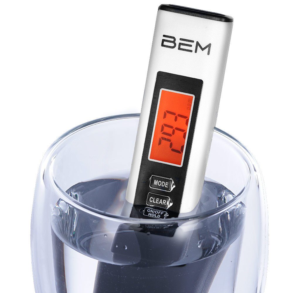 BEM Trinkwassertest Aqua Digitaler Wassertester A1 TDS/EC mit Signal, Genauigkeit: ± 2%, Haltefunktion Automatische Abschaltfunktion / Temperaturkompensation