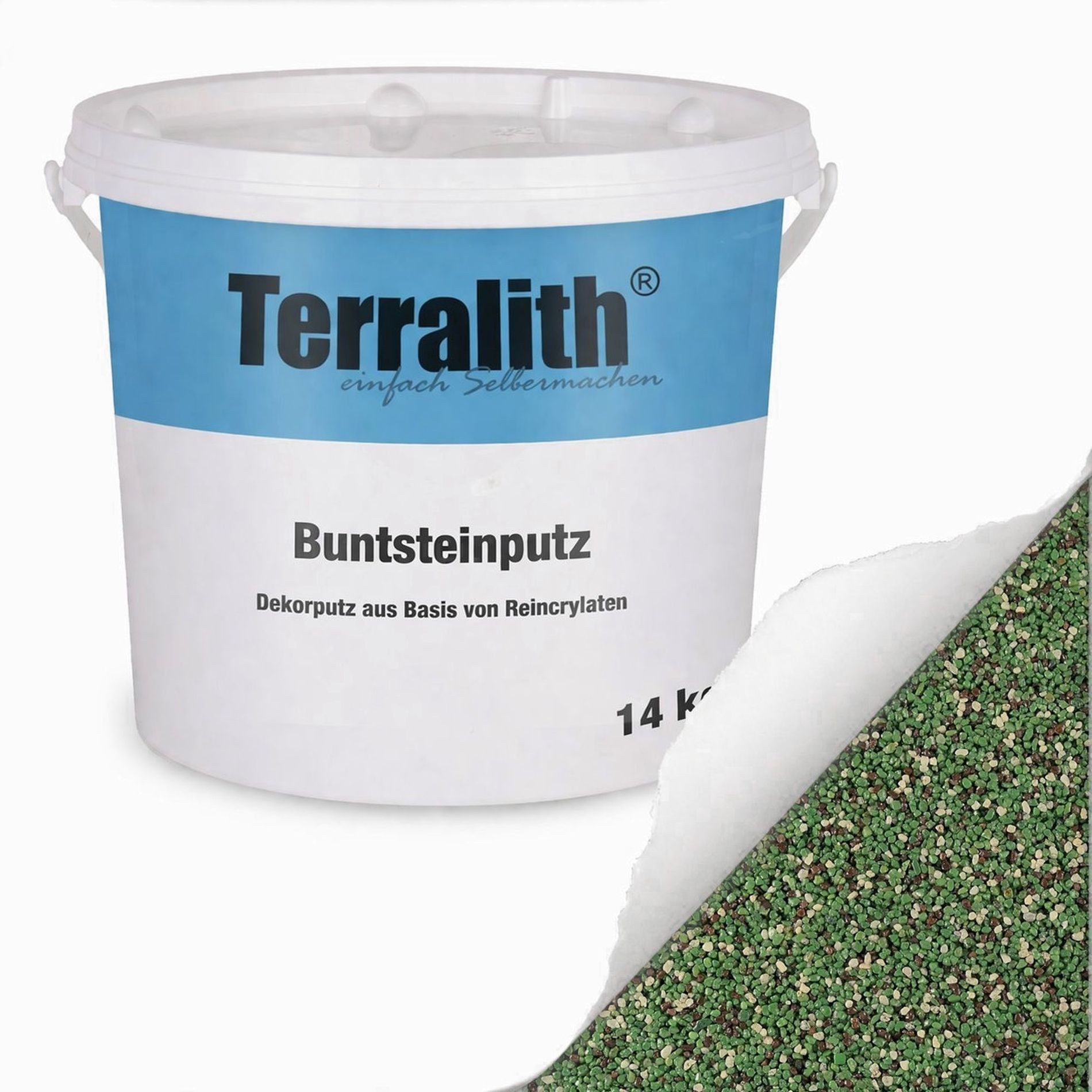 Terralith® Kunstharzputz Buntsteinputz Mosaikputz 2mm -14 kg- BSP136 (Eimer, Verarbeitungsfertig) Dekorationsputz aus Marmor-Granulat bzw. eingefärbter Körnung