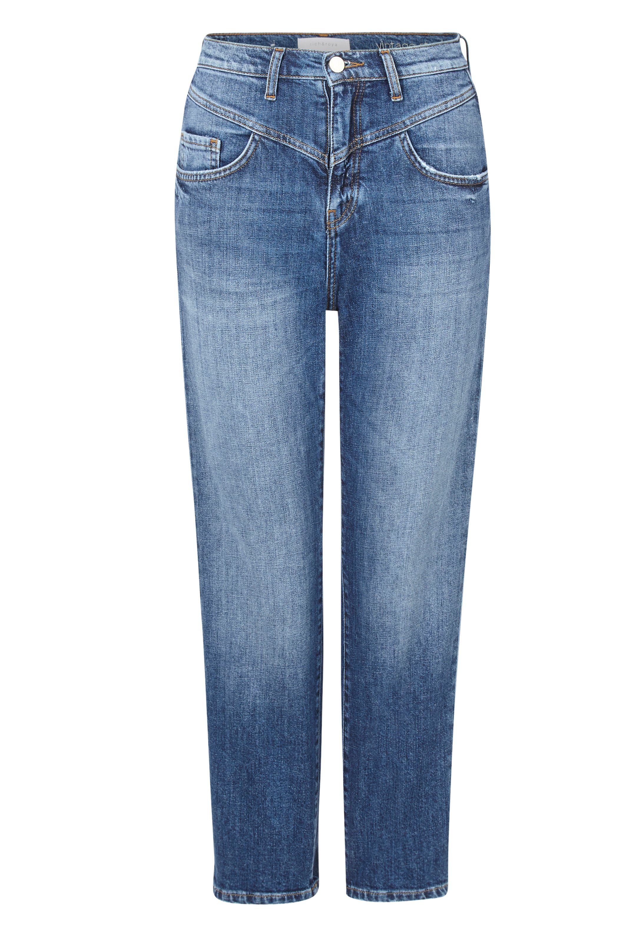 Rich & Royal Boyfriend-Jeans mit V-Yoke vorne