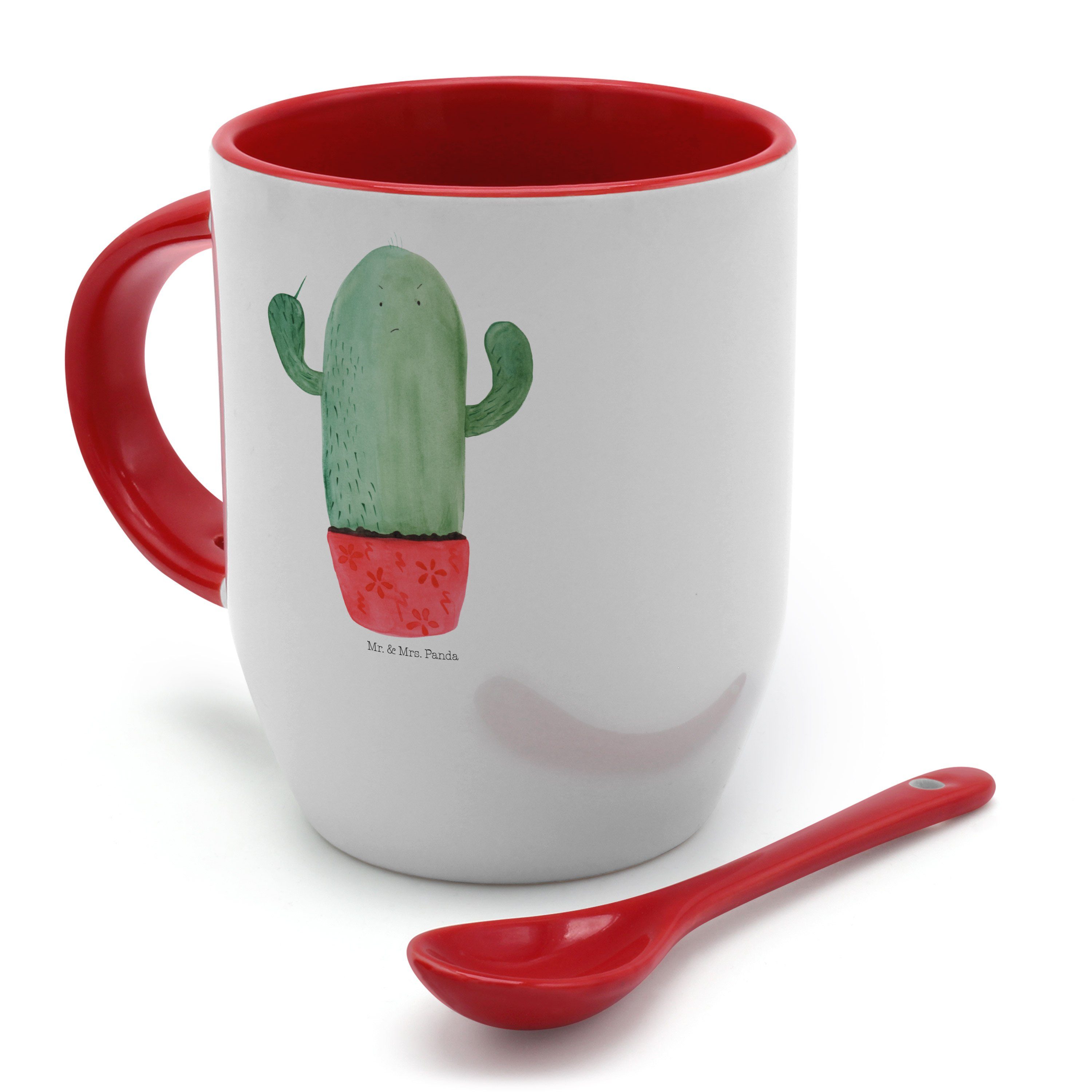 Kollege, & wütend Weiß K, - Kaktus Tasse Mrs. Tasse - Keramik Geschenk, mit Mr. Panda Tassen, Löffel,