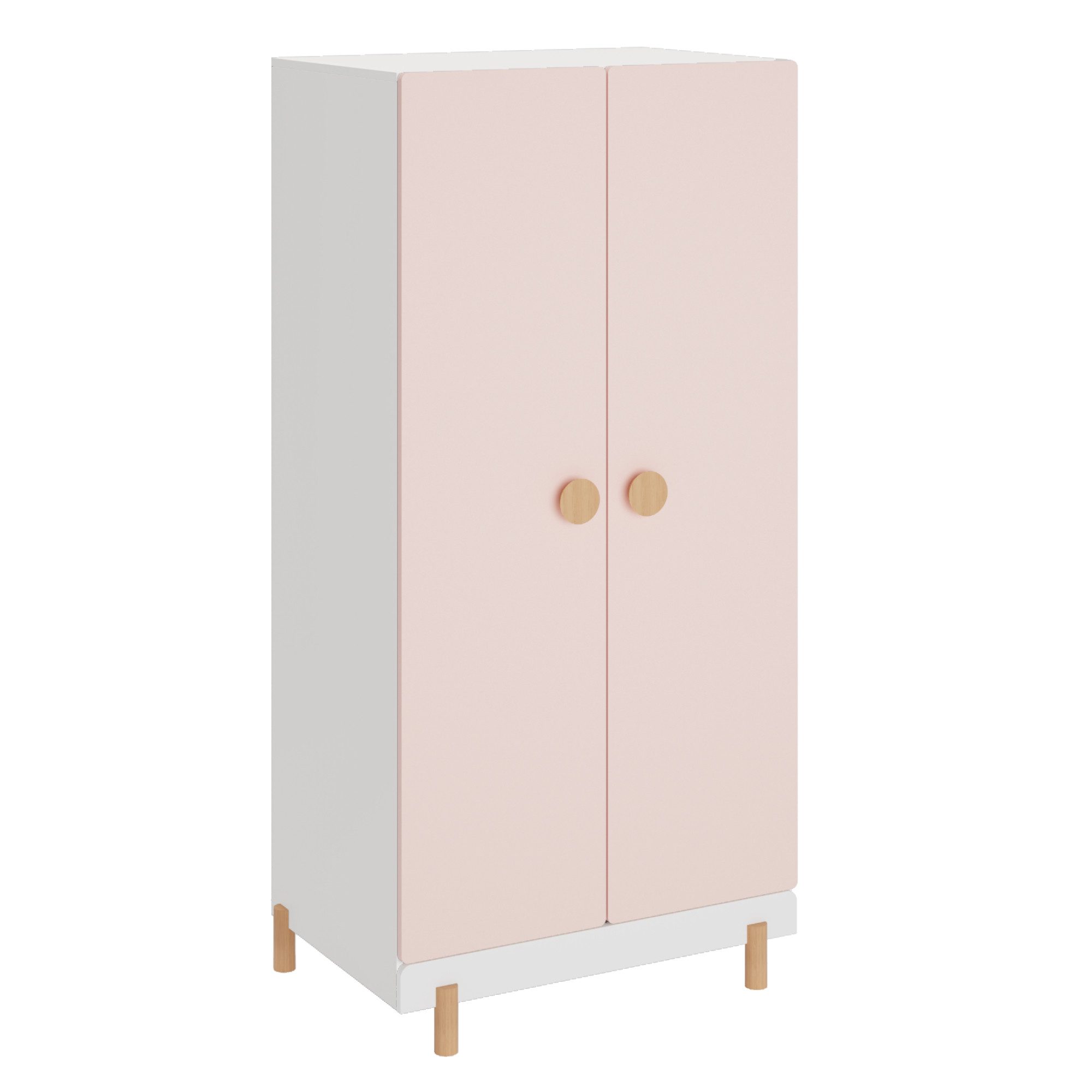 en.casa Kinderkleiderschrank »Vaarentaa« 126x60x41 cm Weiß/Cotton Candy