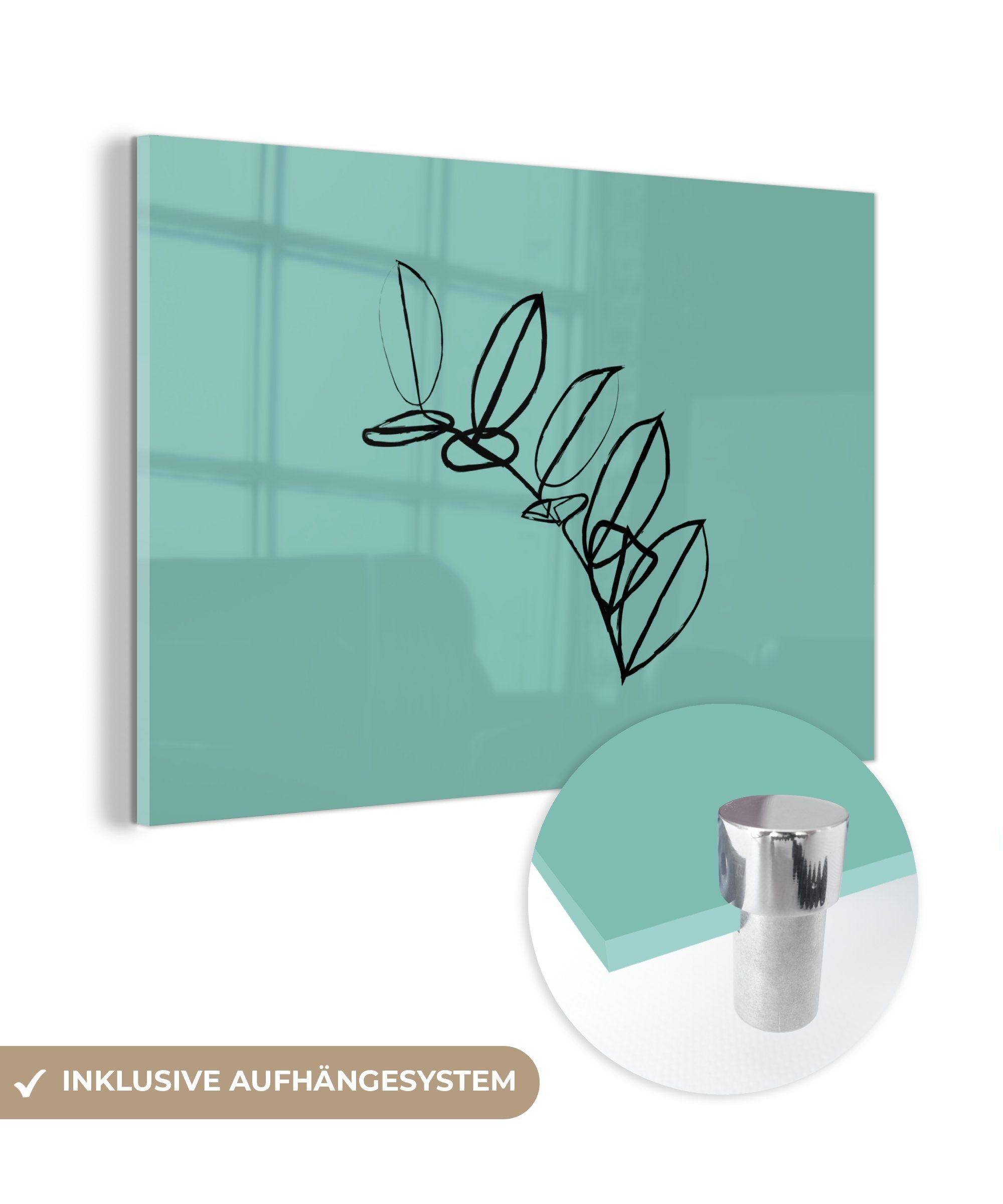 St), Pflanze Schlafzimmer - Linienkunst Acrylglasbild Acrylglasbilder - MuchoWow (1 Wohnzimmer & Minimalismus,