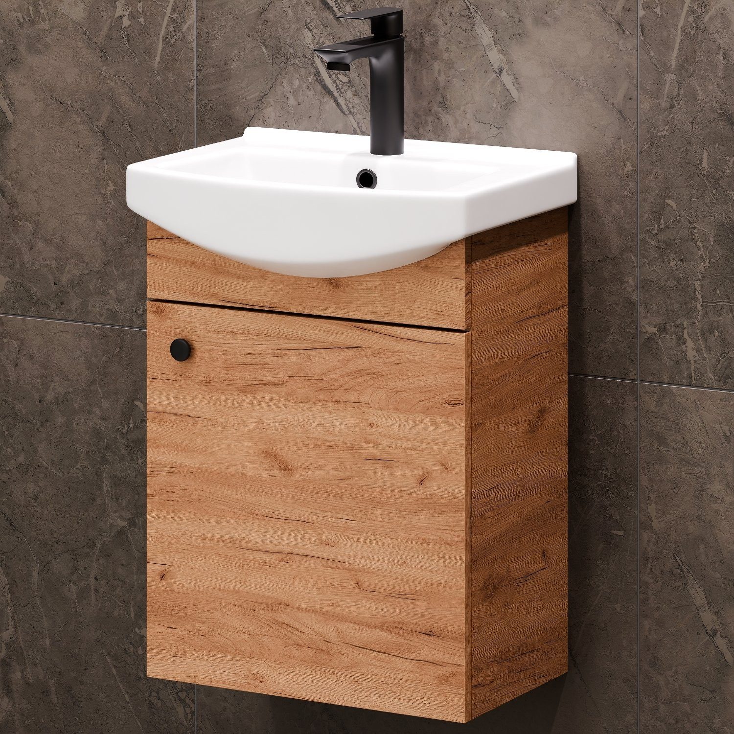 Planetmöbel Waschtisch Waschtischunterschrank 45cm Gold Eiche günstig online kaufen