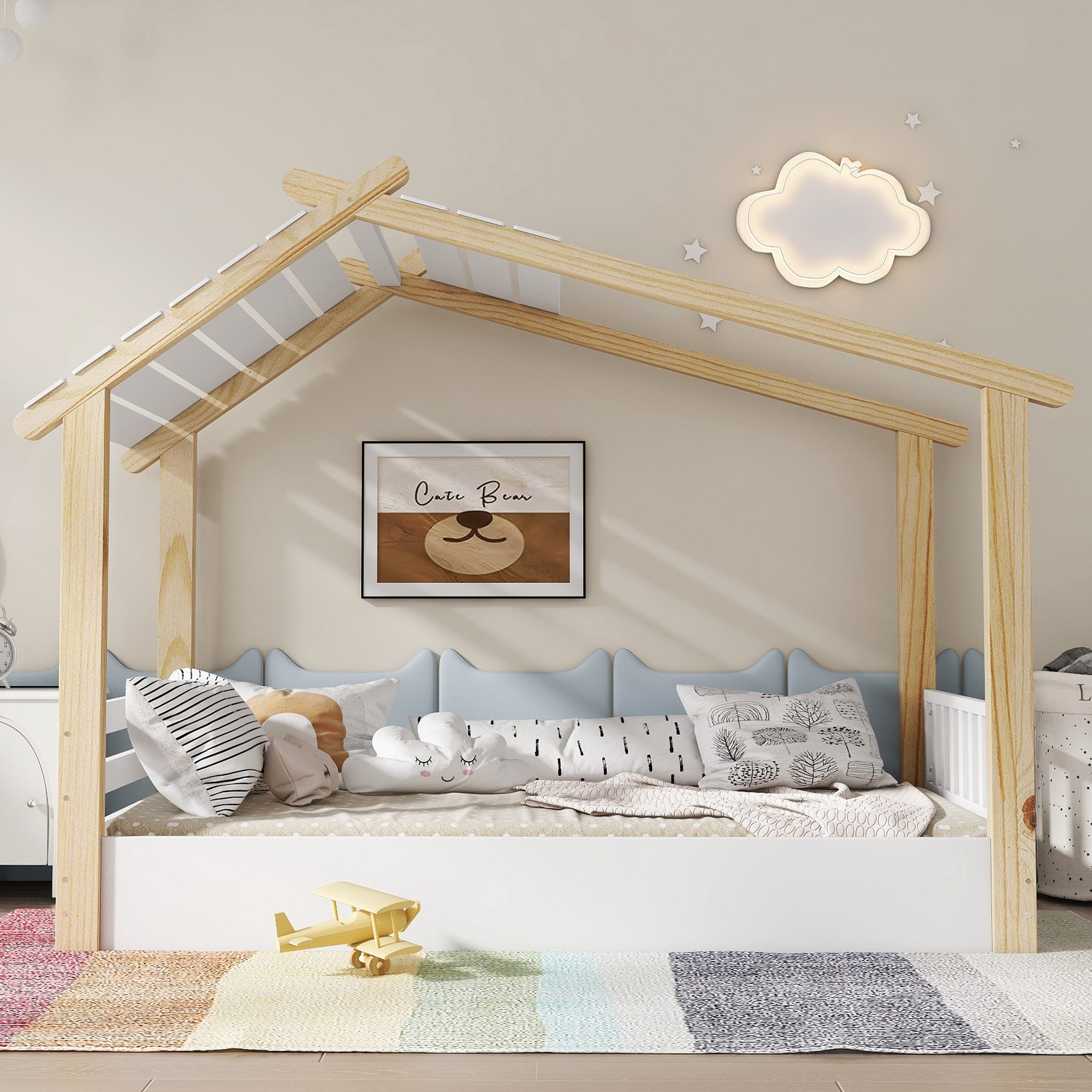 Flieks Kinderbett, Holzbett Einzelbett Hausdesign mit günstig online kaufen