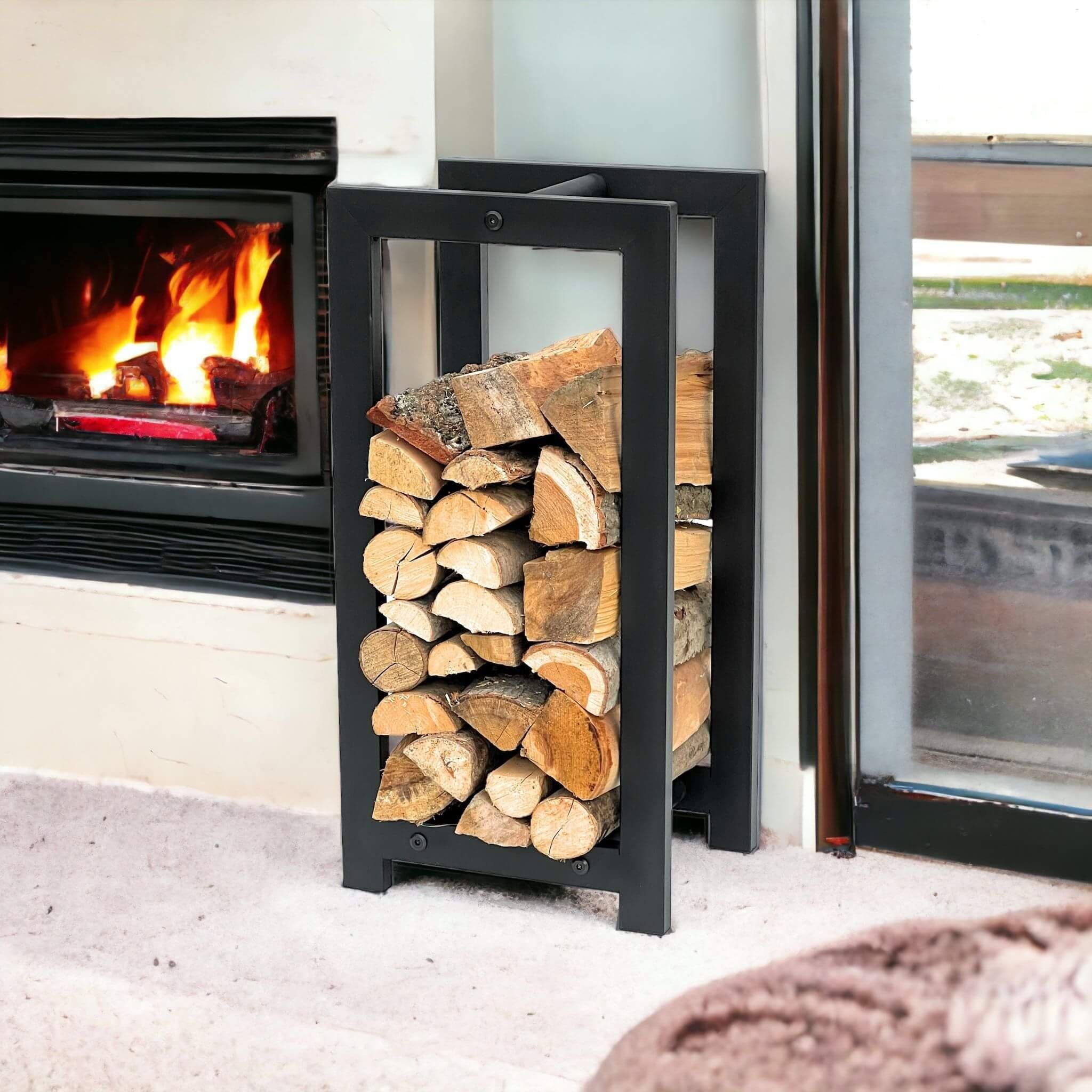 DanDiBo Kaminholzregal Metall Schwarz Stehend Kaminholzständer Kaminholzhalter, praktische Holzlagerung – Bild 5 von 5